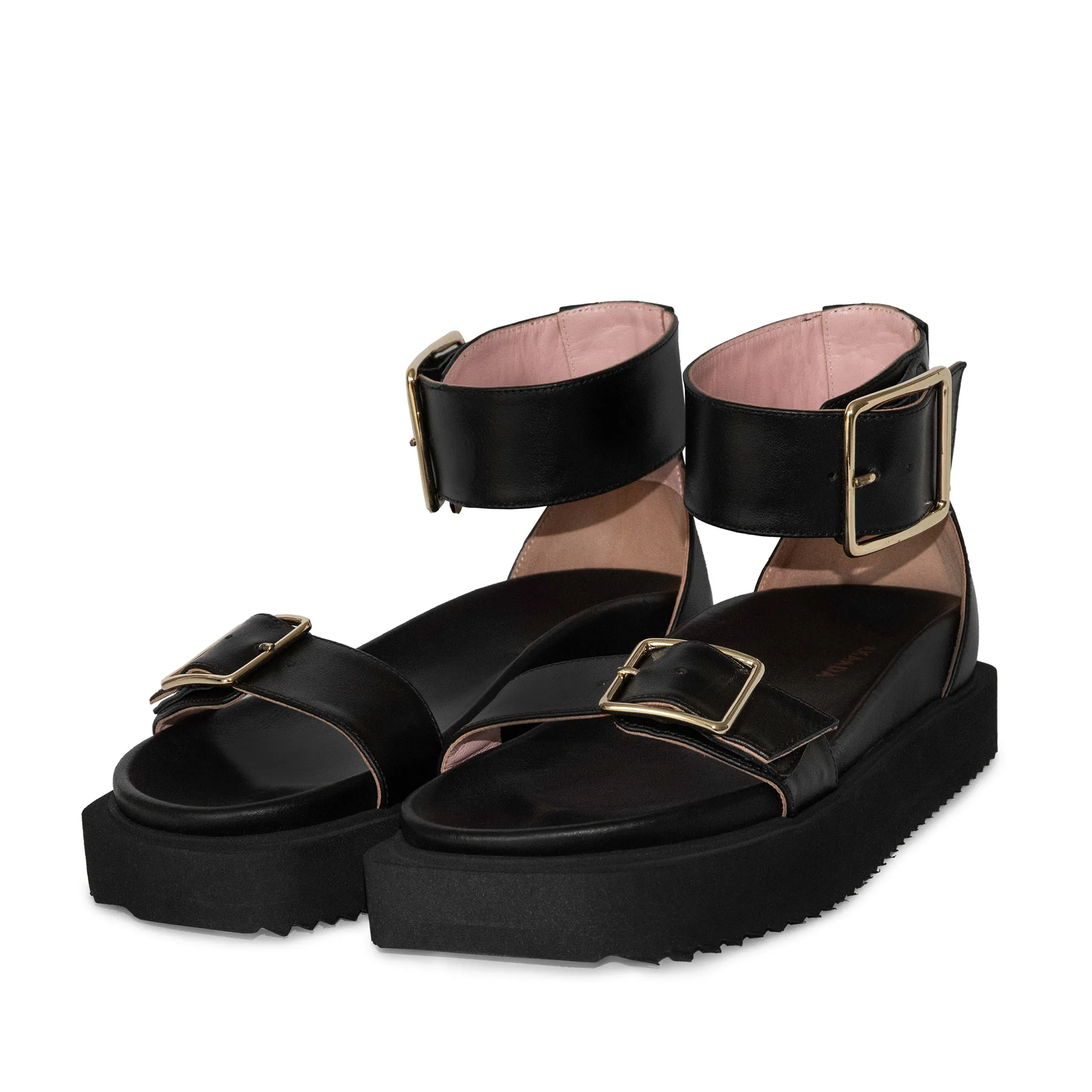 Maru Black Leather Sandals