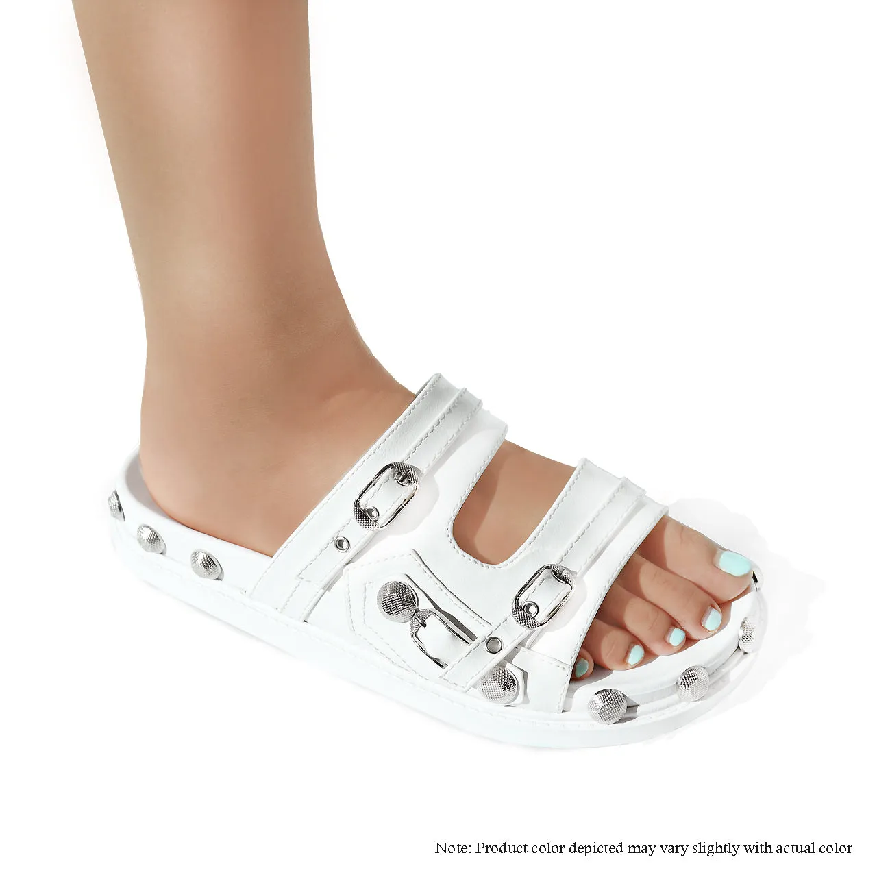 MEIZI-1 STUD SANDAL - WHITE