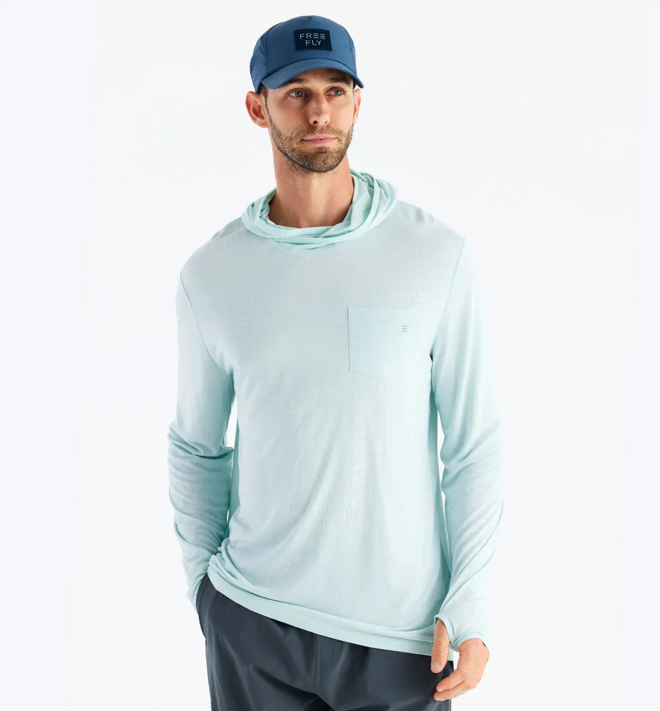 Men's Bamboo Lightweight Hoodie - Blue Fog