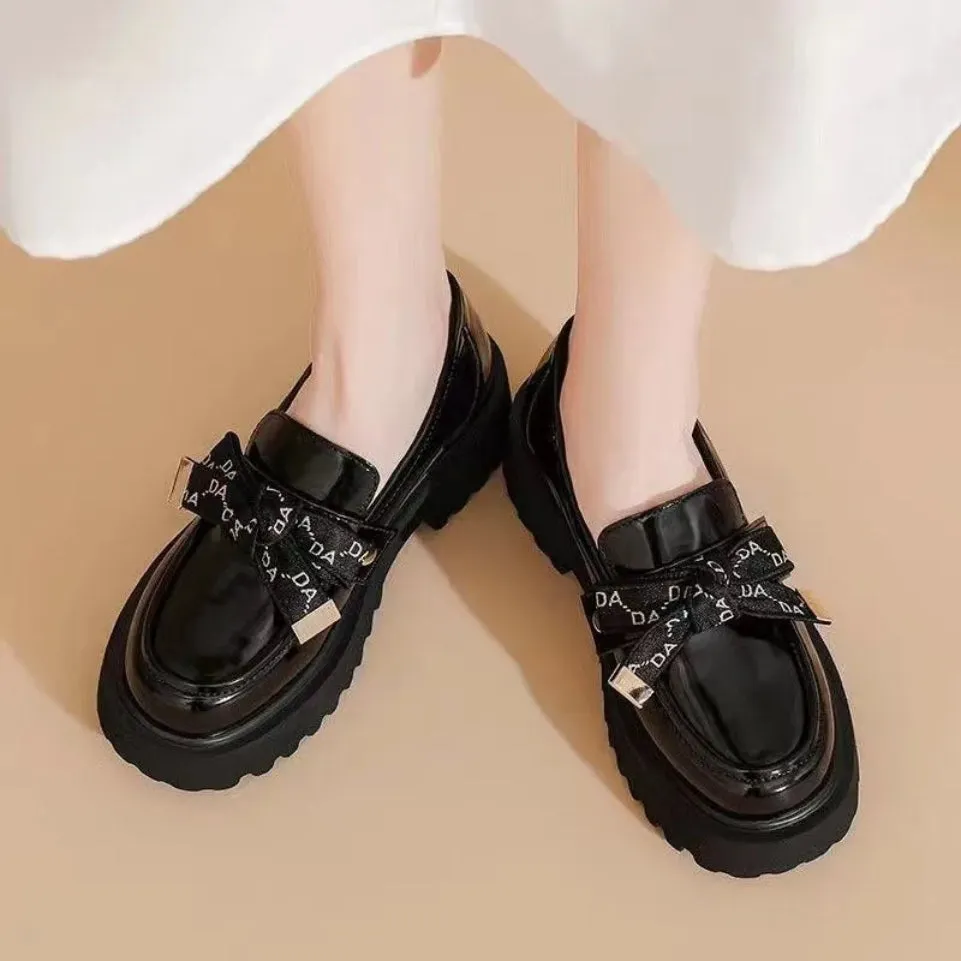 Merendy Ayea  Round Toe Lolita Platform Slip On Black loafers