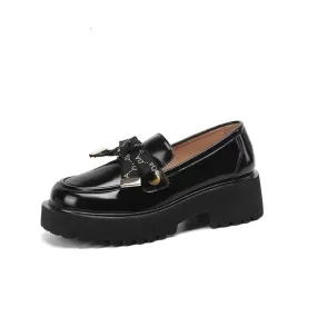 Merendy Ayea  Round Toe Lolita Platform Slip On Black loafers