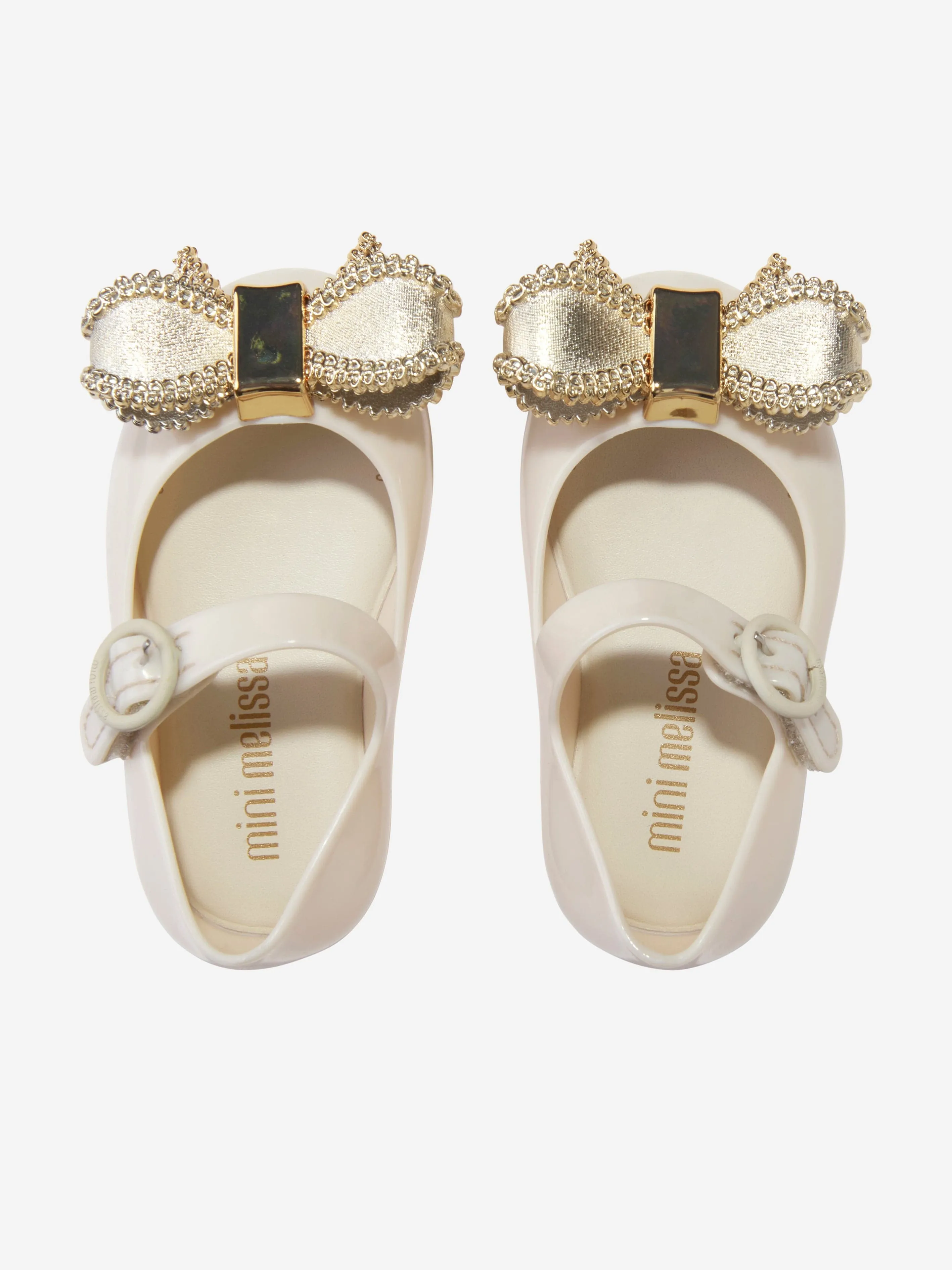 Mini Melissa Girls Mini Sweet Love Bow Jelly Ballerinas in Beige