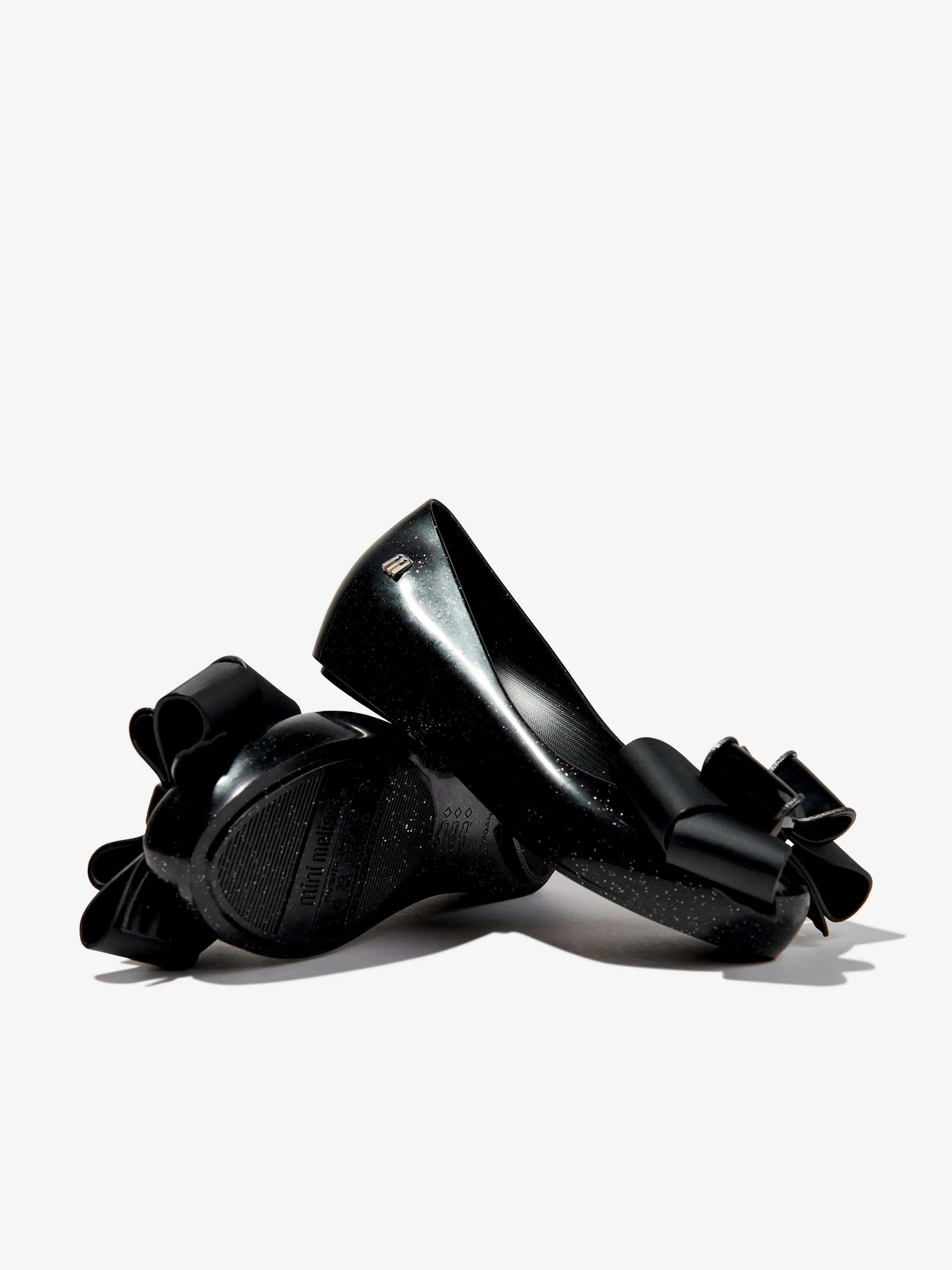 Mini Melissa Girls Mini Ultragirl Fab Bow Ballerinas in Black