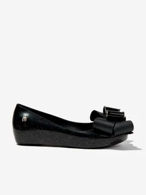 Mini Melissa Girls Mini Ultragirl Fab Bow Ballerinas in Black