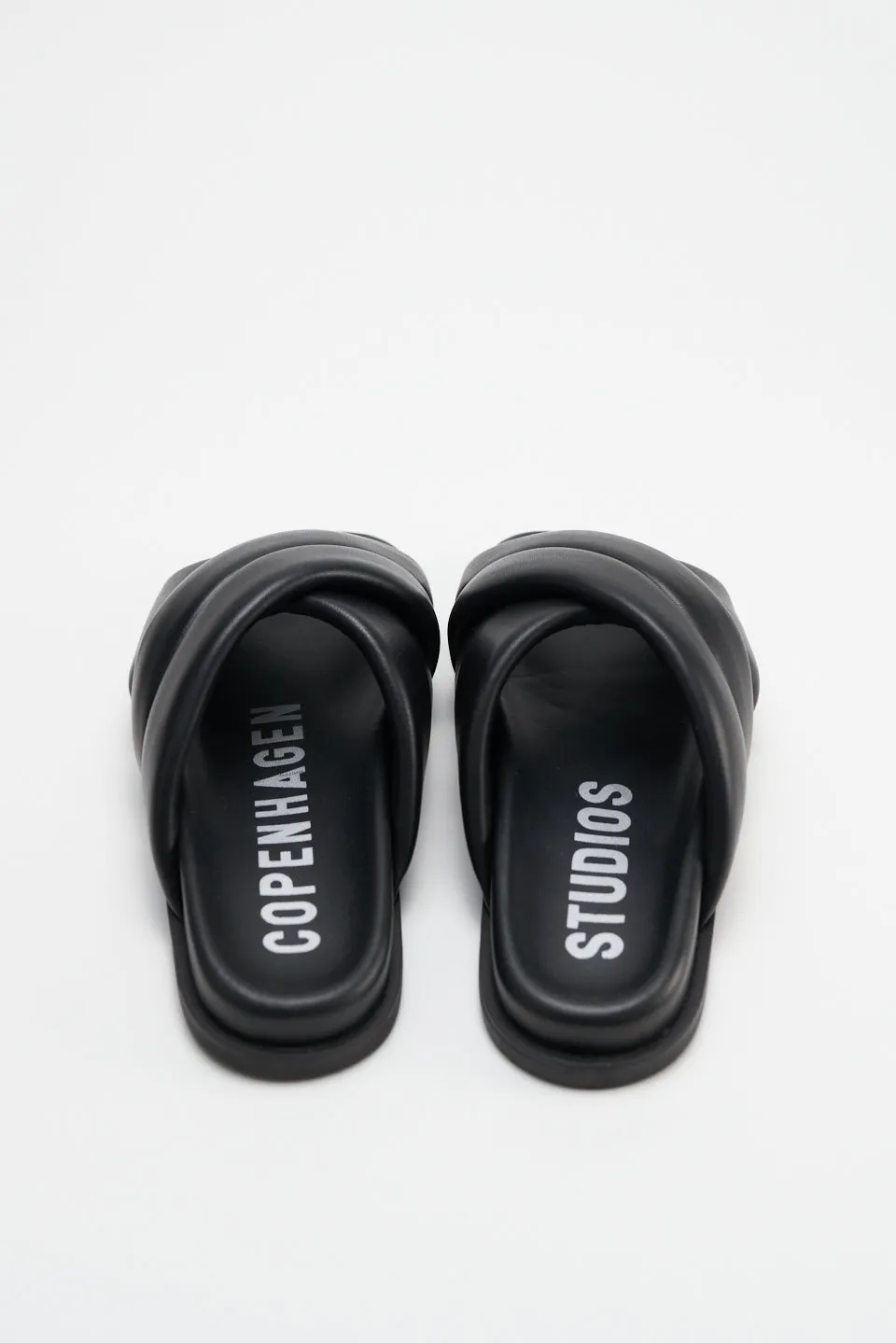 Nappa Black Chunky Slides Sandals