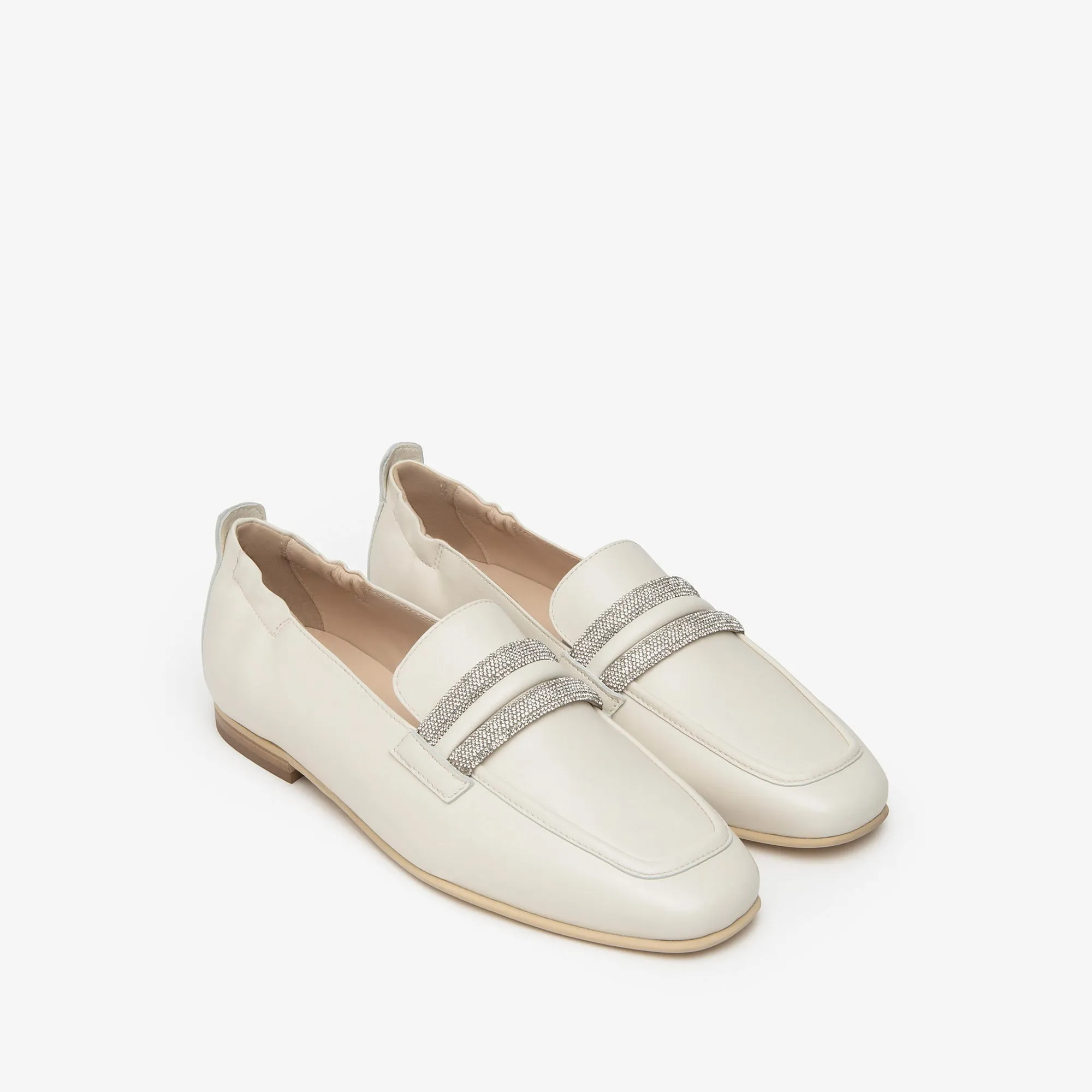 NeroGiardini Ivory Leather Loafers