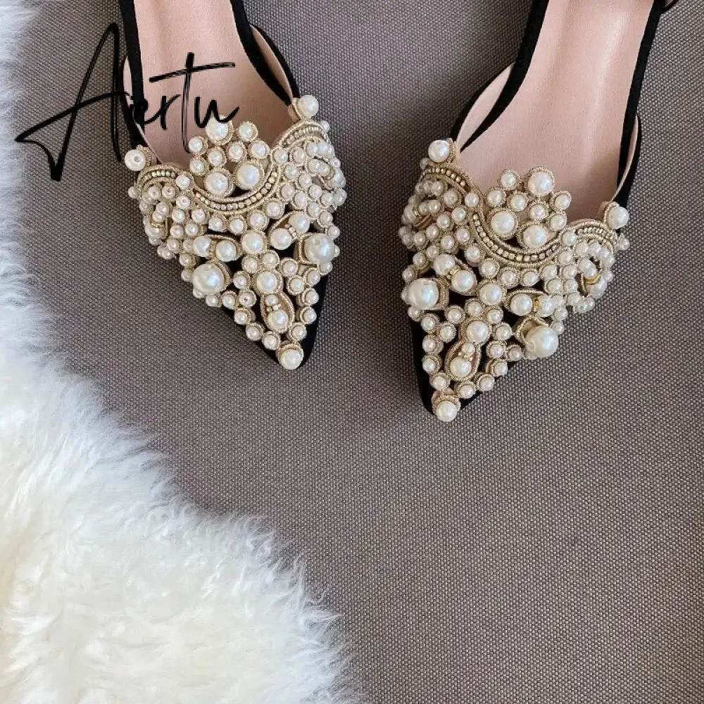 New Trend Pearl Ballet Flats Women Pumps Floors Shoes Without Heels Loafers Female Dress Moccasins Ladies Luxury Autumn PU