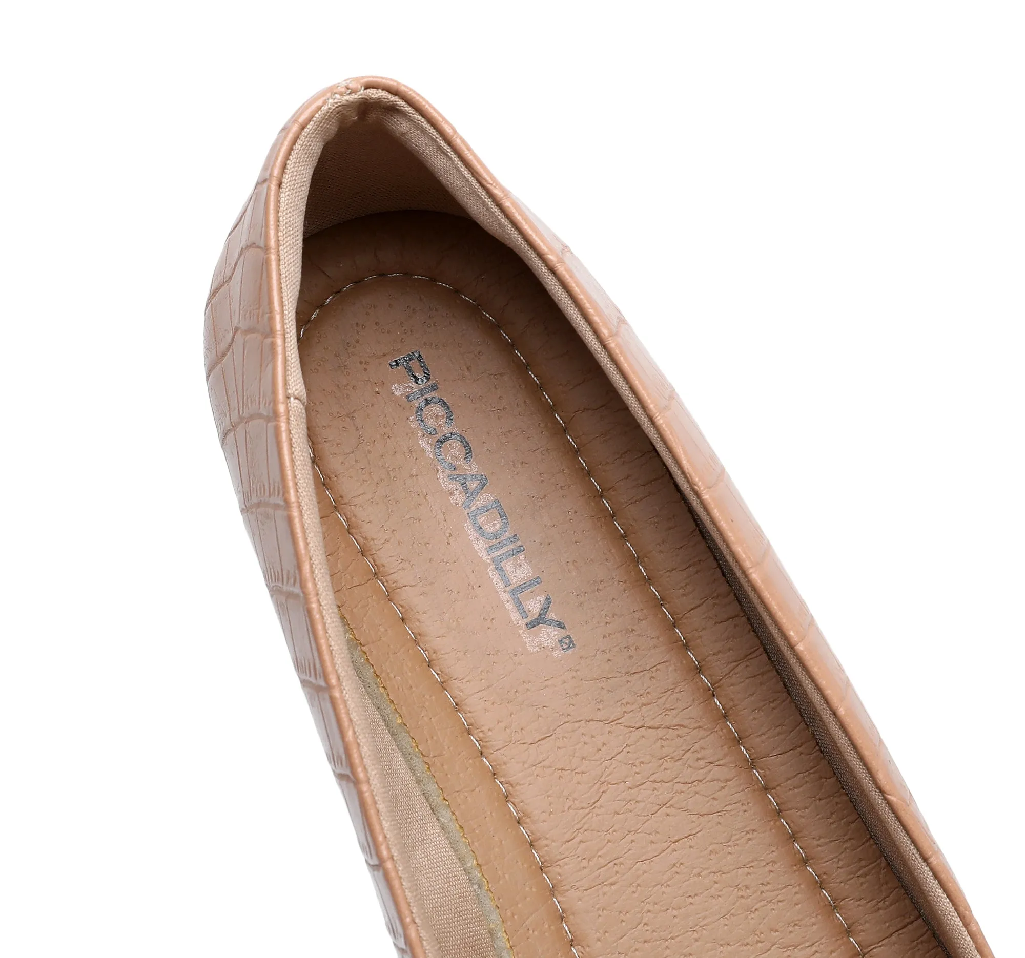 Nude Croco Flat Ladies Shoes (250.132)