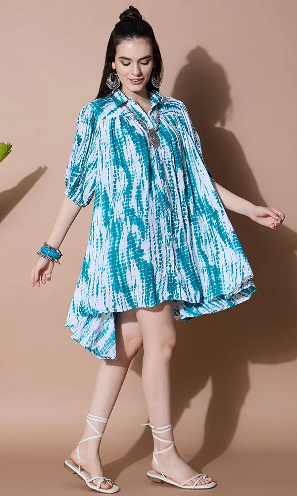 OCEAN BREEZE FLARED TIE DYE KURTA