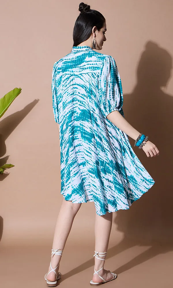 OCEAN BREEZE FLARED TIE DYE KURTA