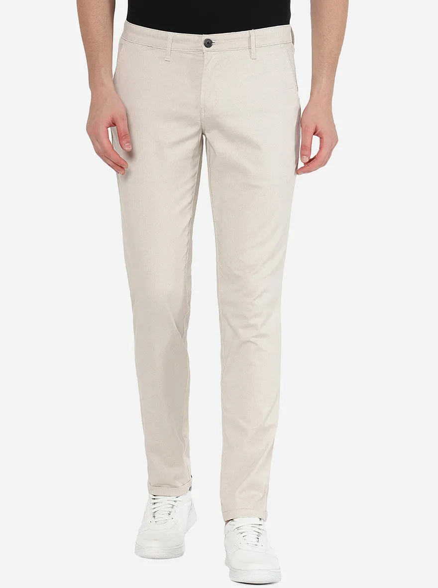 Off-White Solid Neo Fit Casual Trouser | Greenfibre