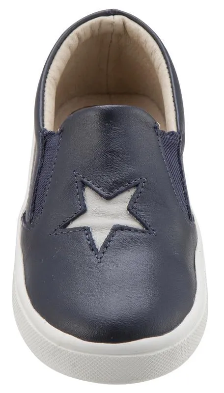 Old Soles Boy's and Girl's Starey Hoff Leather Sneakers, Navy Blue