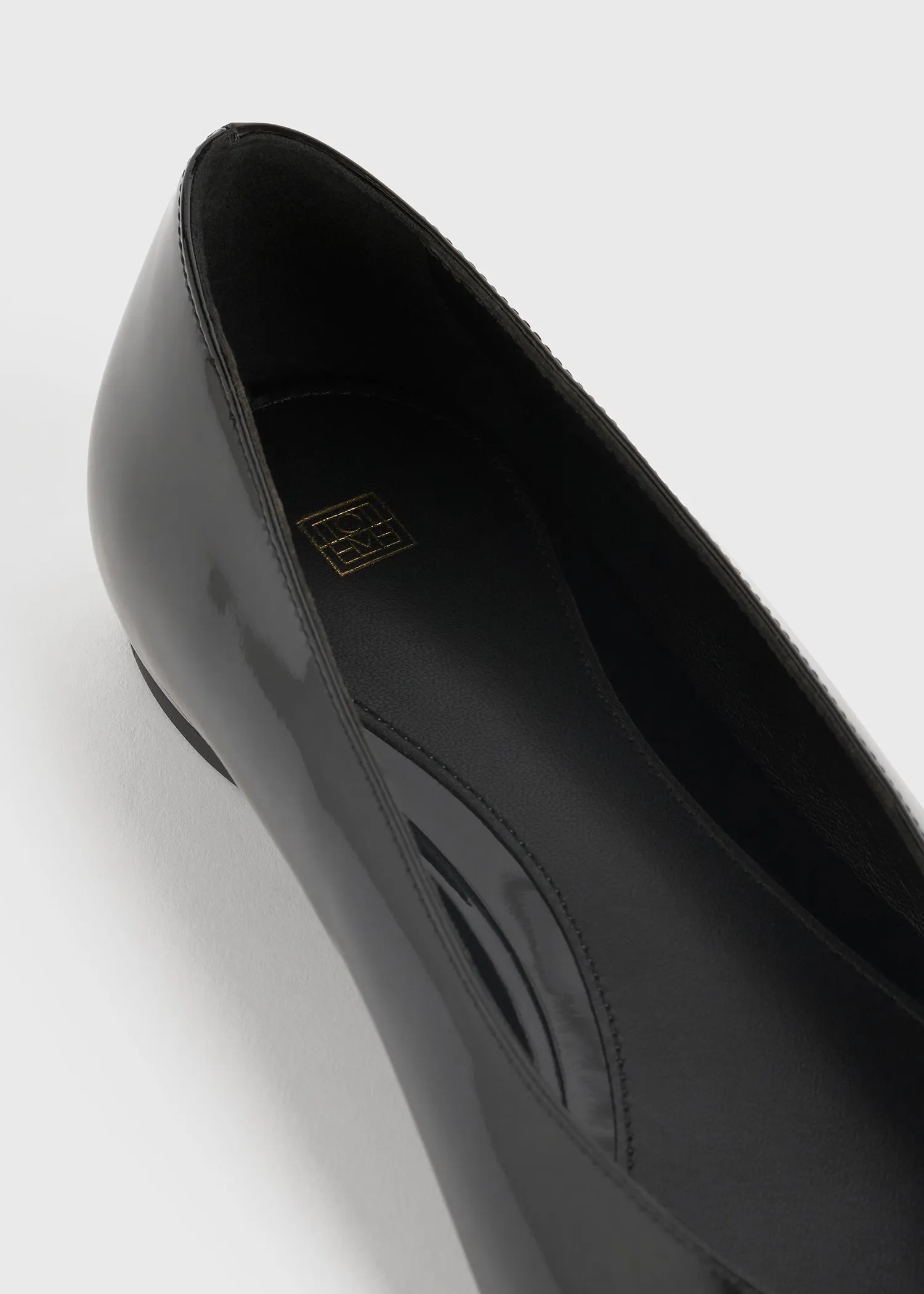 Patent asymmetric ballerinas black