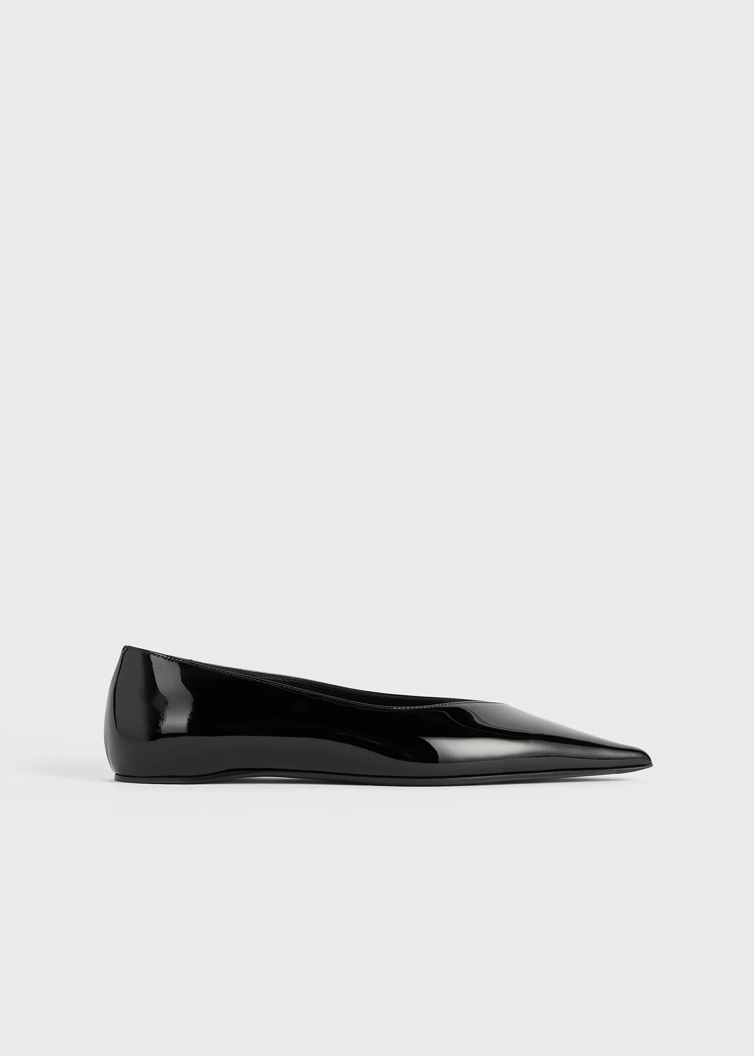 Patent asymmetric ballerinas black