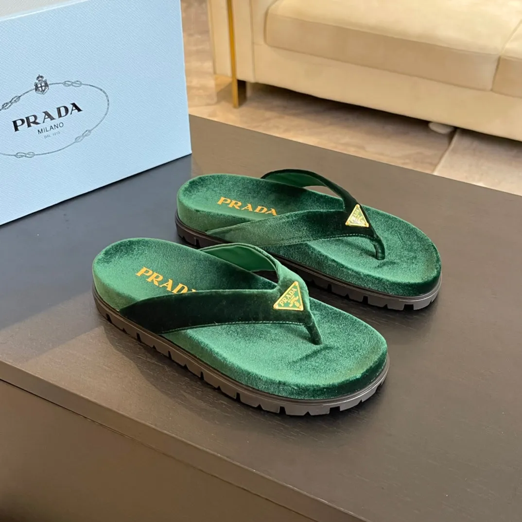 PRA RUBBER THONG SANDALS LAUREL GREEN VELVET