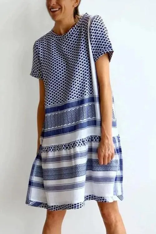 Print Short Sleeve Loose Dress