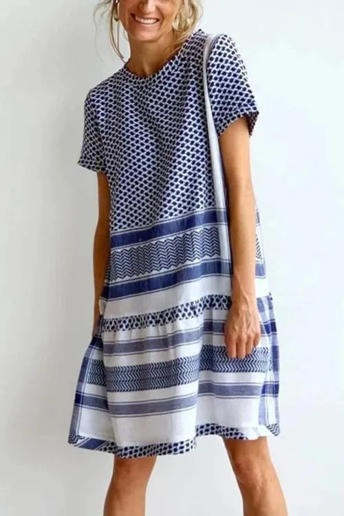 Print Short Sleeve Loose Dress