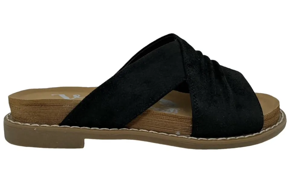 "Jolene" By Very G Slip On Flat Sandal (Black)