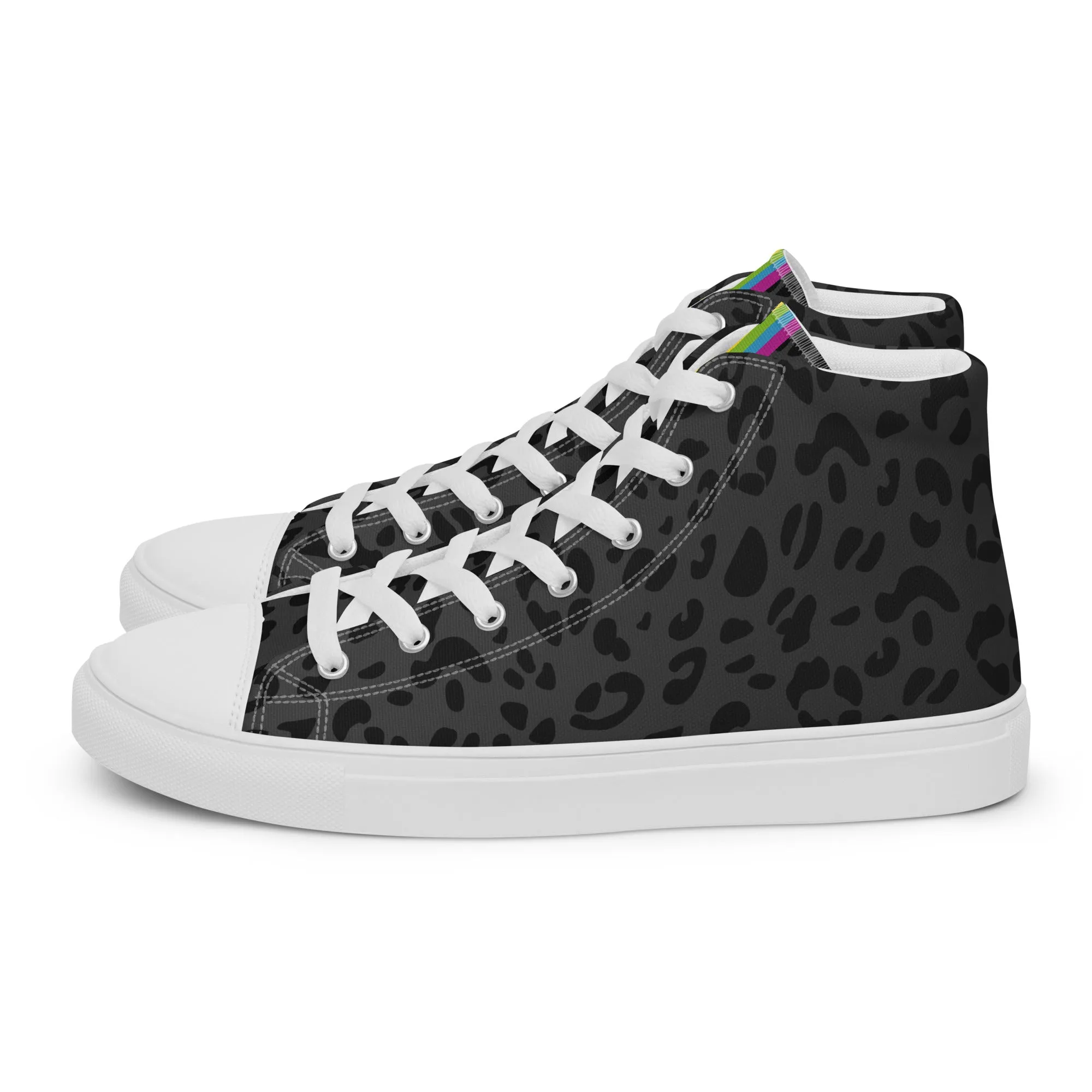 Rainbow Pride Flash Black Leopard High Top Trainers (male sizes)