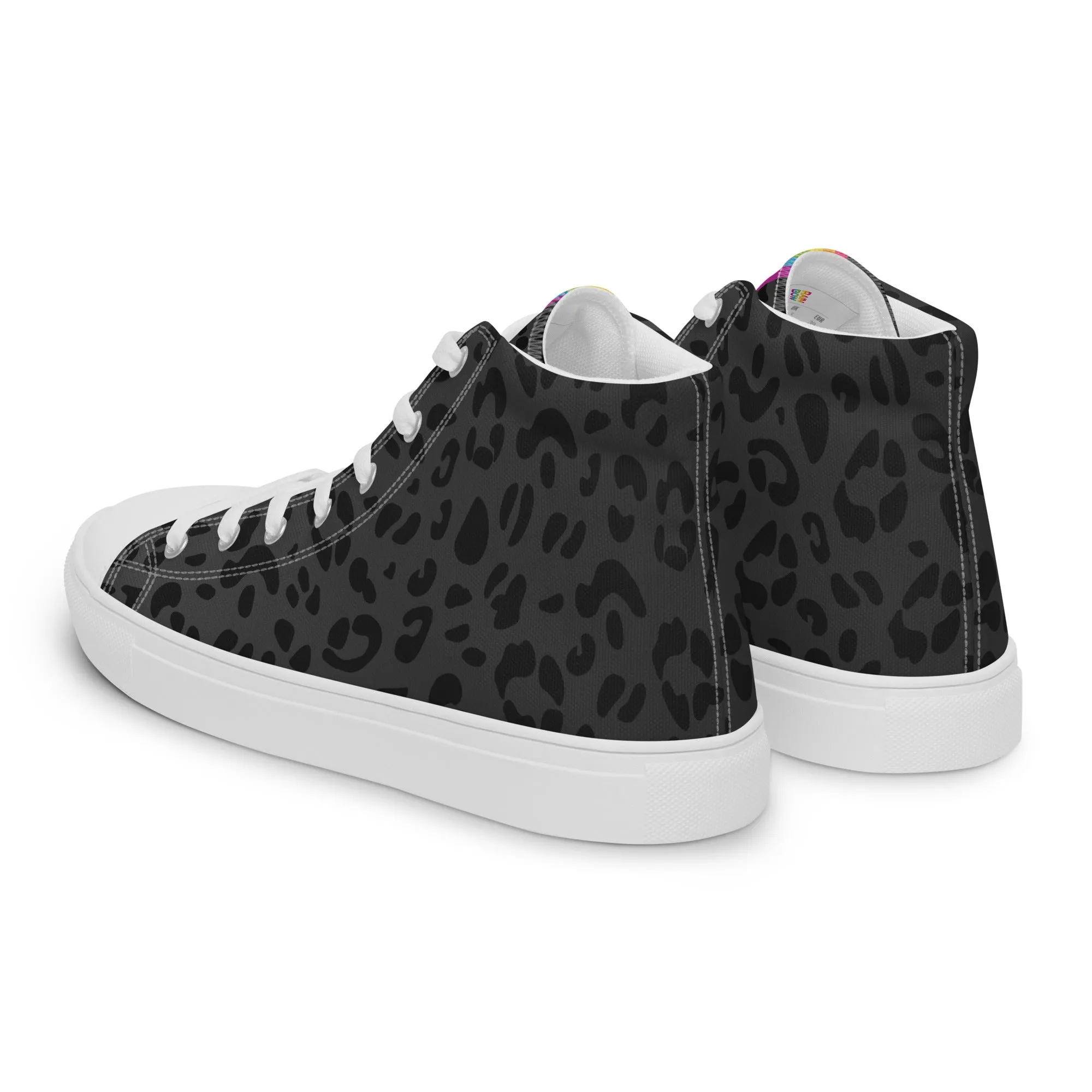 Rainbow Pride Flash Black Leopard High Top Trainers (male sizes)