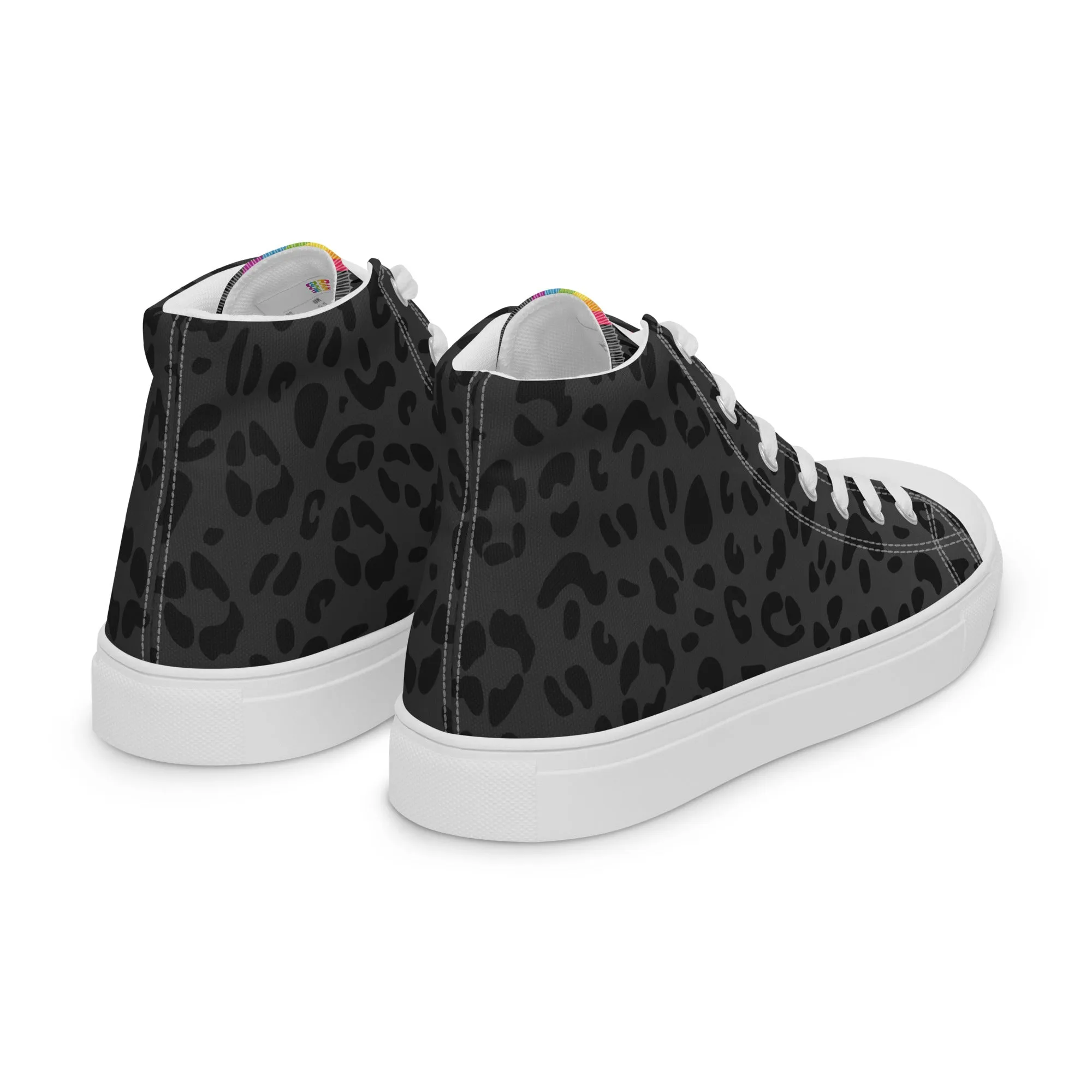 Rainbow Pride Flash Black Leopard High Top Trainers (male sizes)