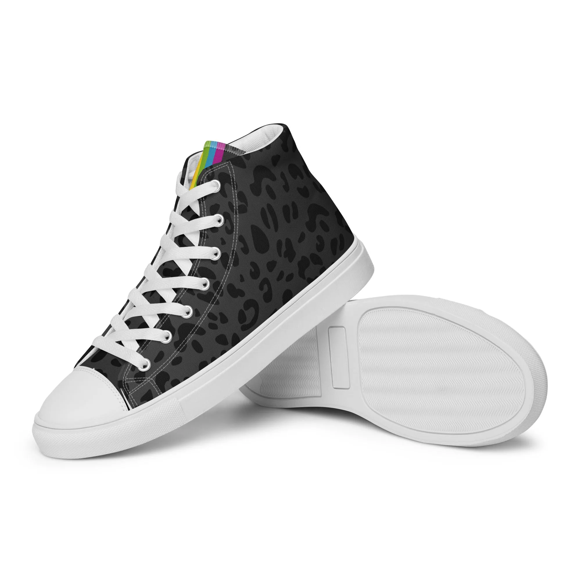 Rainbow Pride Flash Black Leopard High Top Trainers (male sizes)