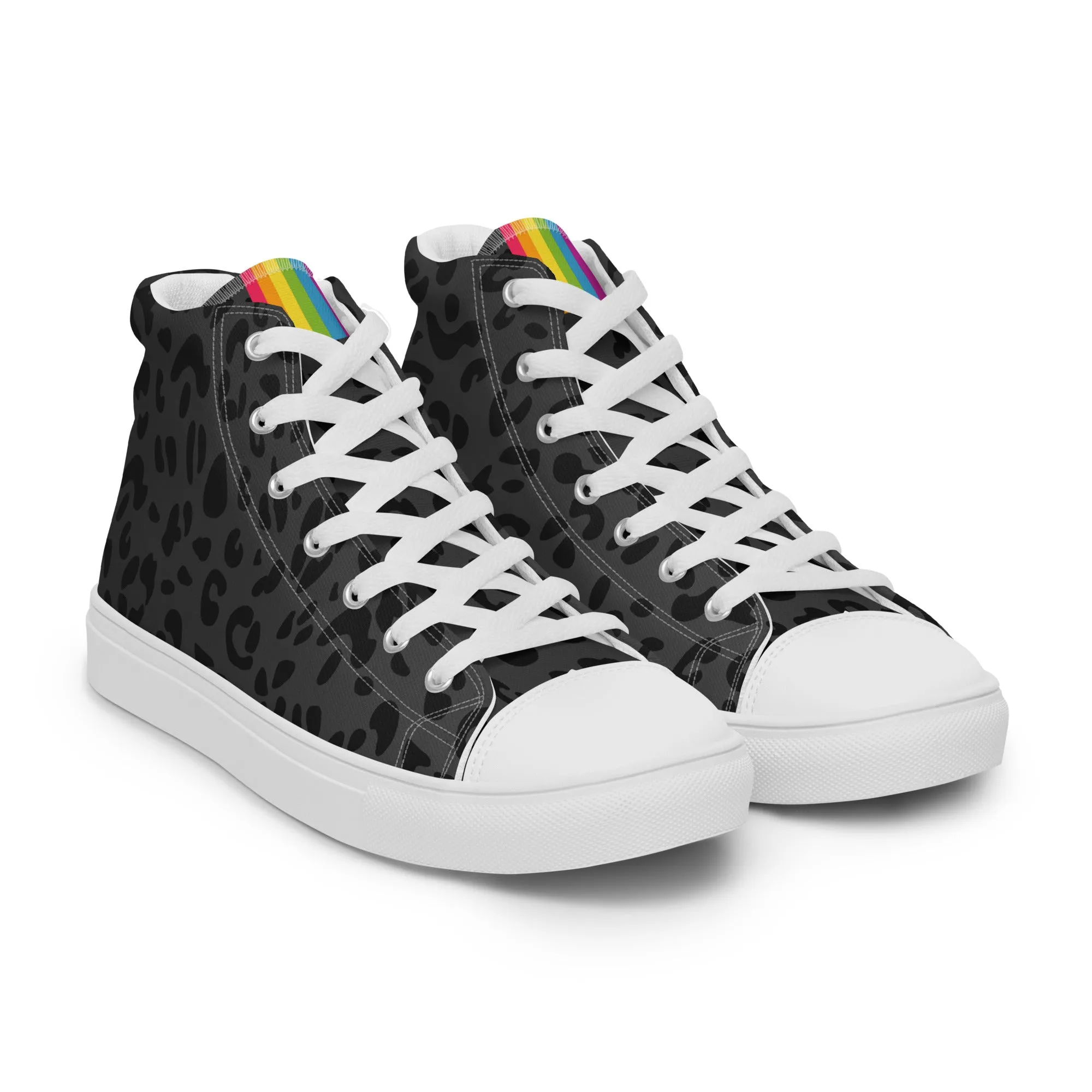 Rainbow Pride Flash Black Leopard High Top Trainers (male sizes)