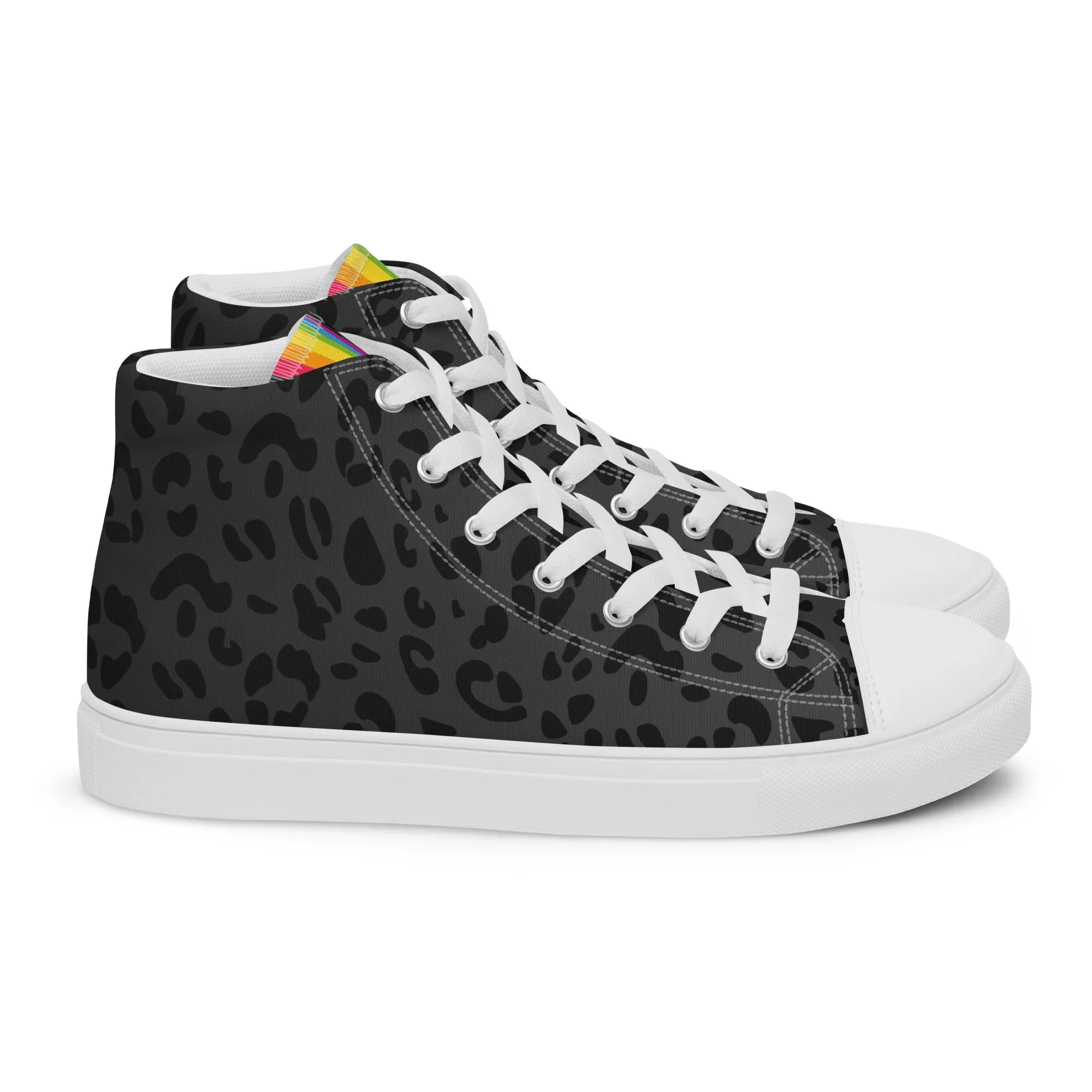 Rainbow Pride Flash Black Leopard High Top Trainers (male sizes)