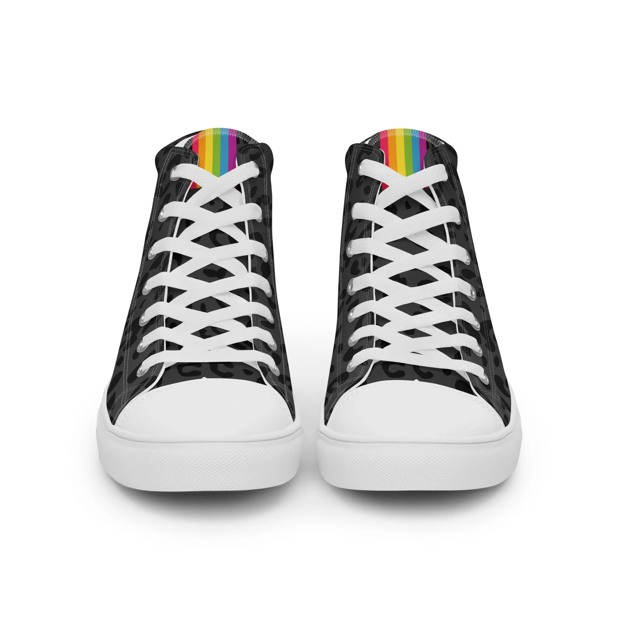 Rainbow Pride Flash Black Leopard High Top Trainers (male sizes)