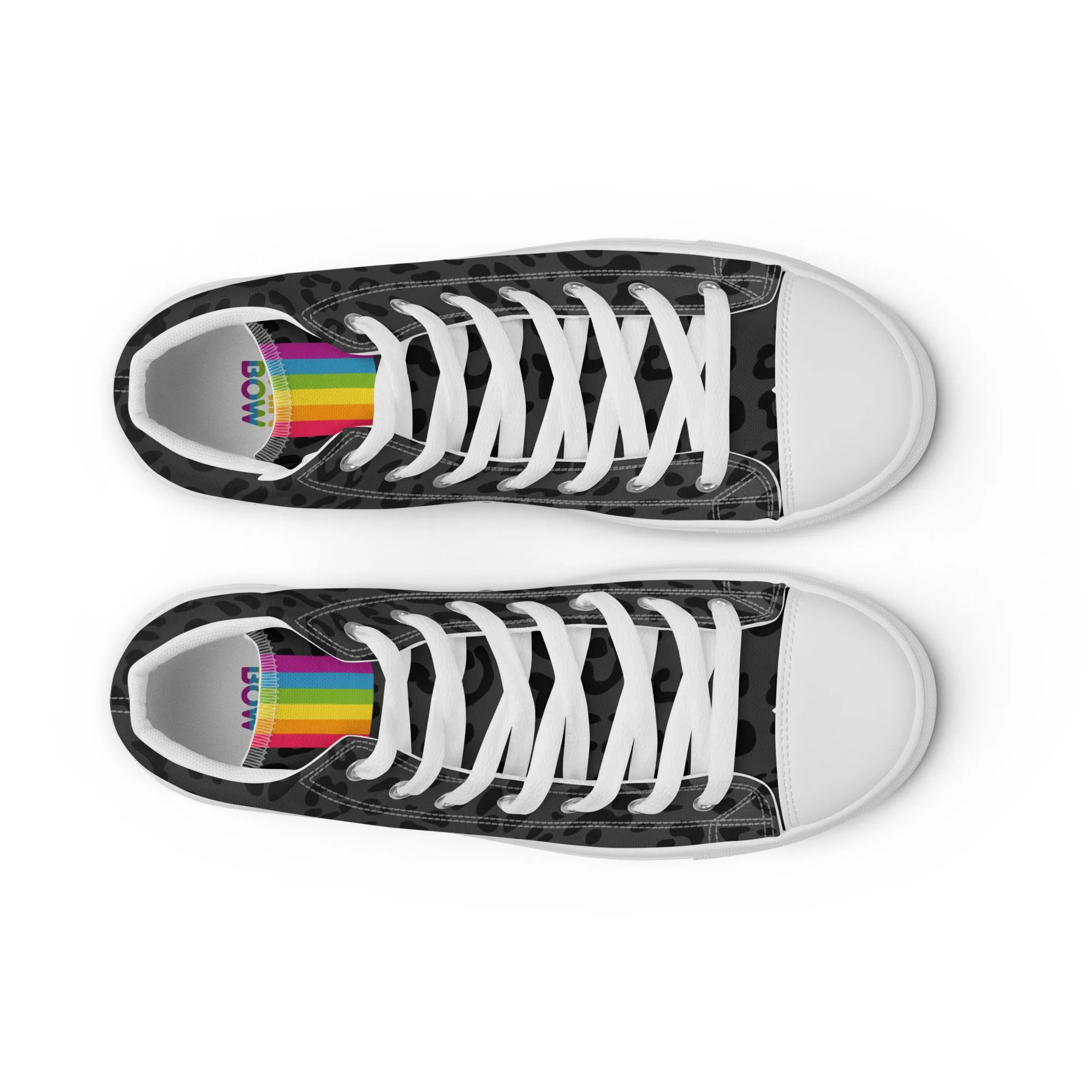 Rainbow Pride Flash Black Leopard High Top Trainers (male sizes)