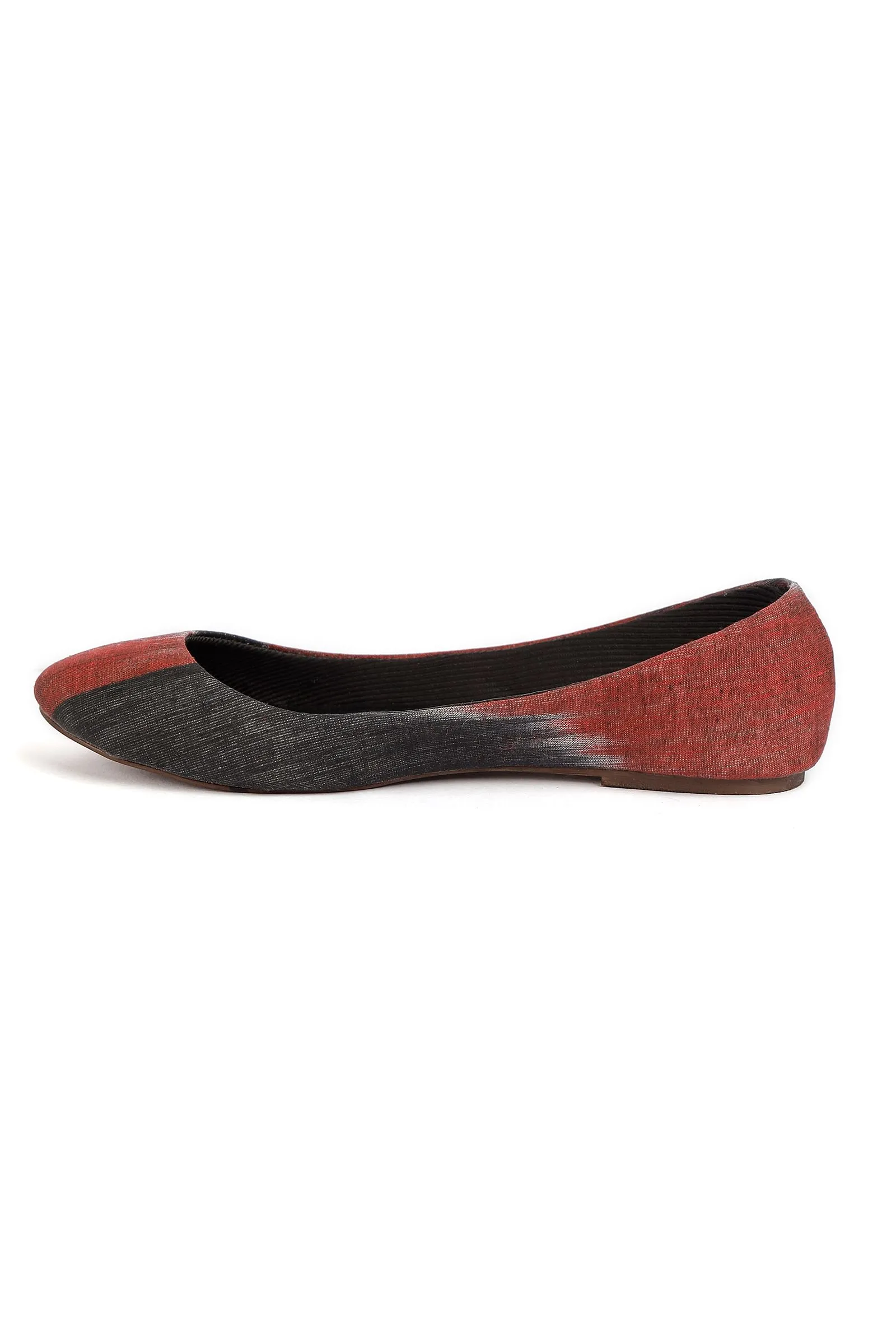 Red and Black Ikat Cruelty Free Leather Flat Ballerinas