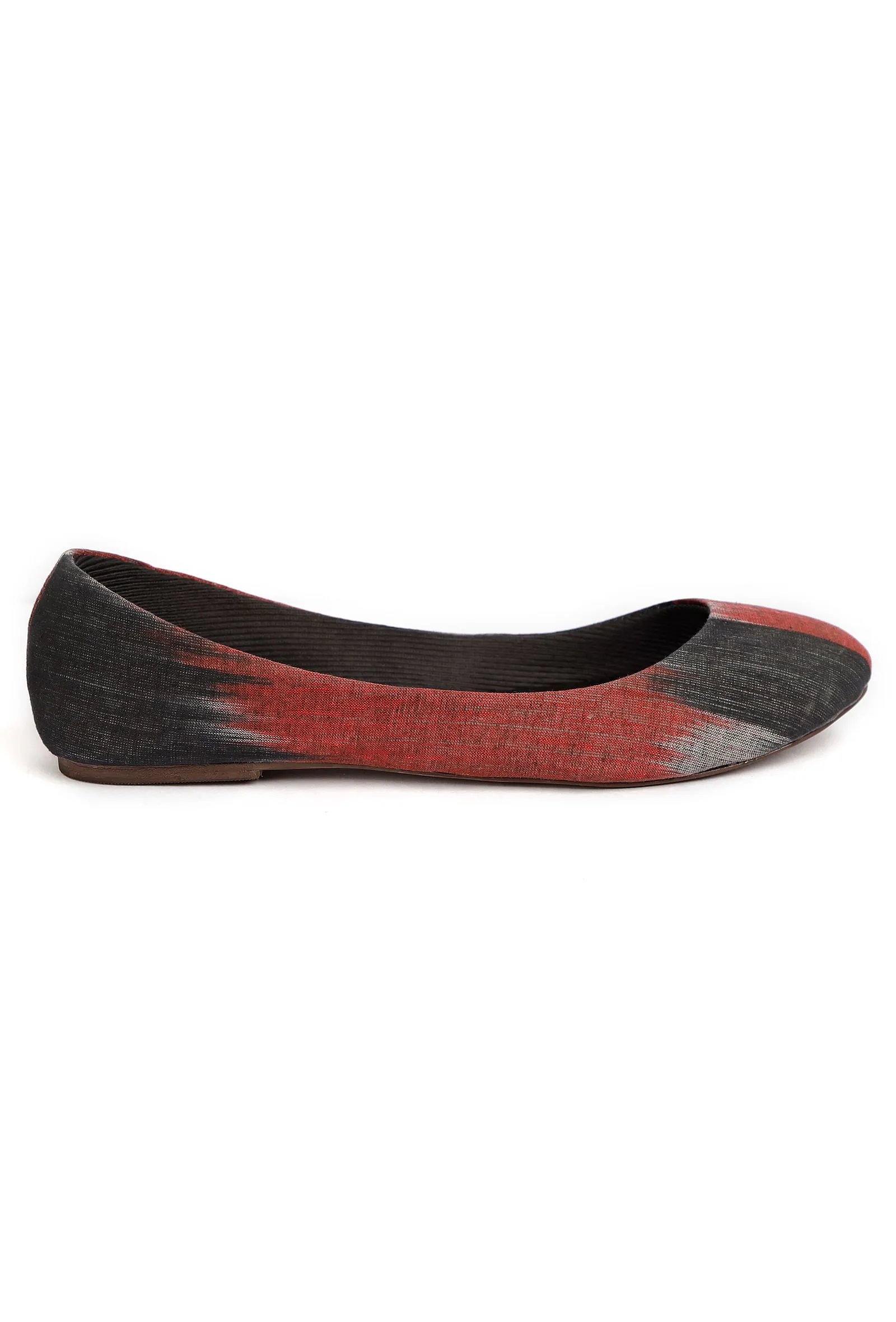 Red and Black Ikat Cruelty Free Leather Flat Ballerinas