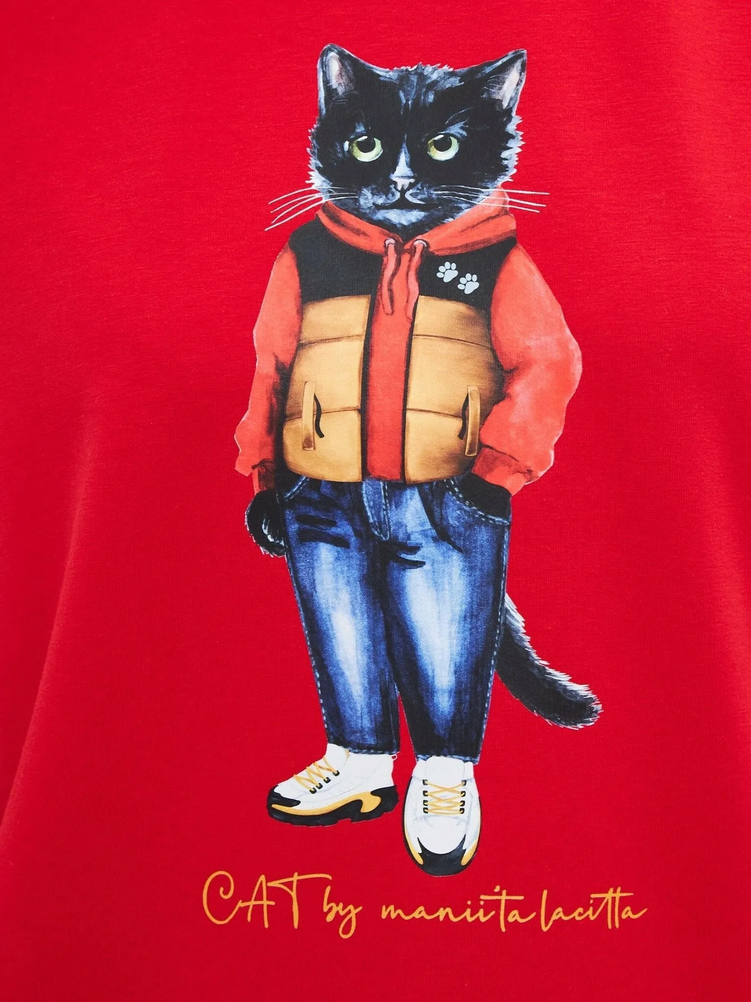 Red Printed T-shirt SPORT CASUAL CAT