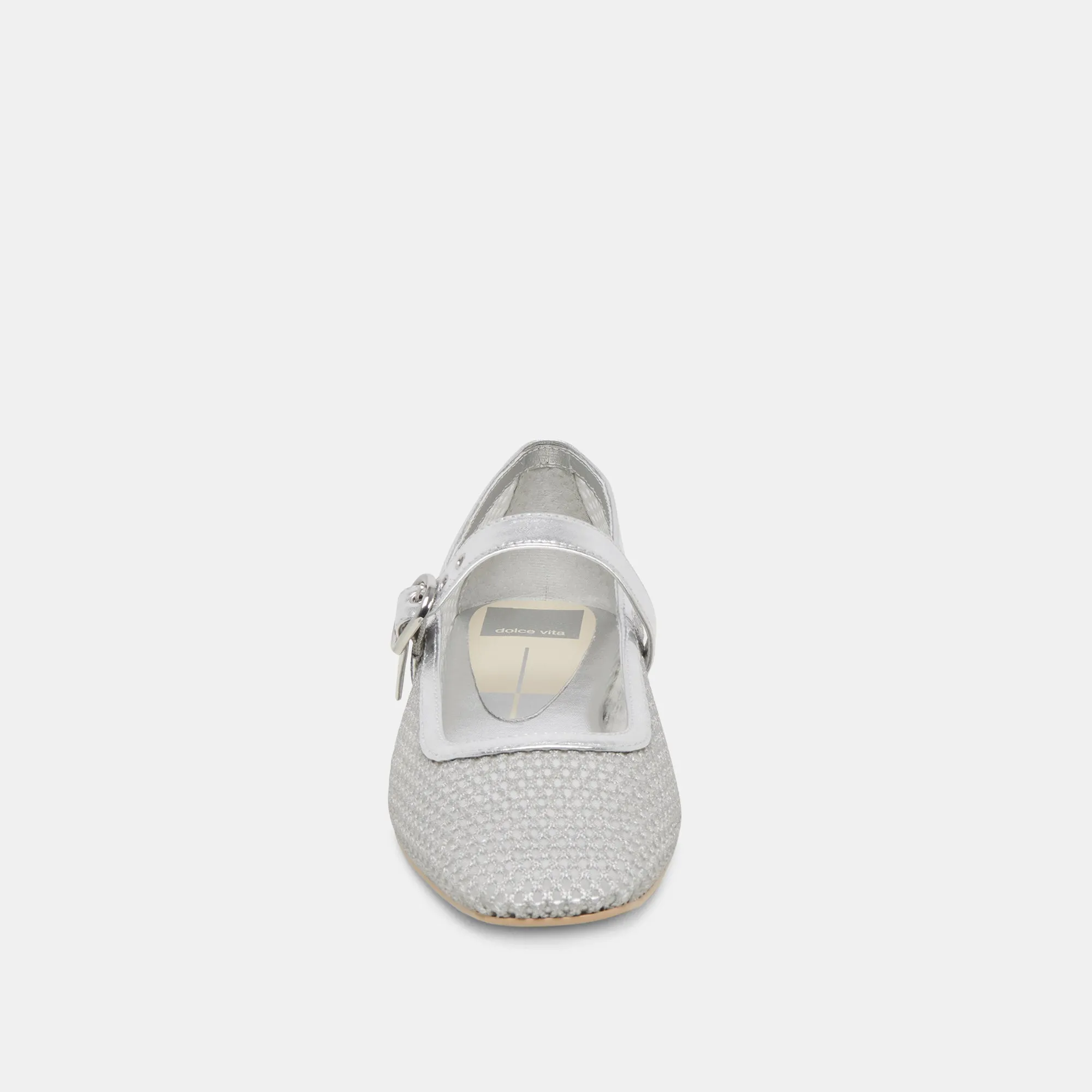 RODNI MESH BALLET FLATS SILVER WOVEN MESH