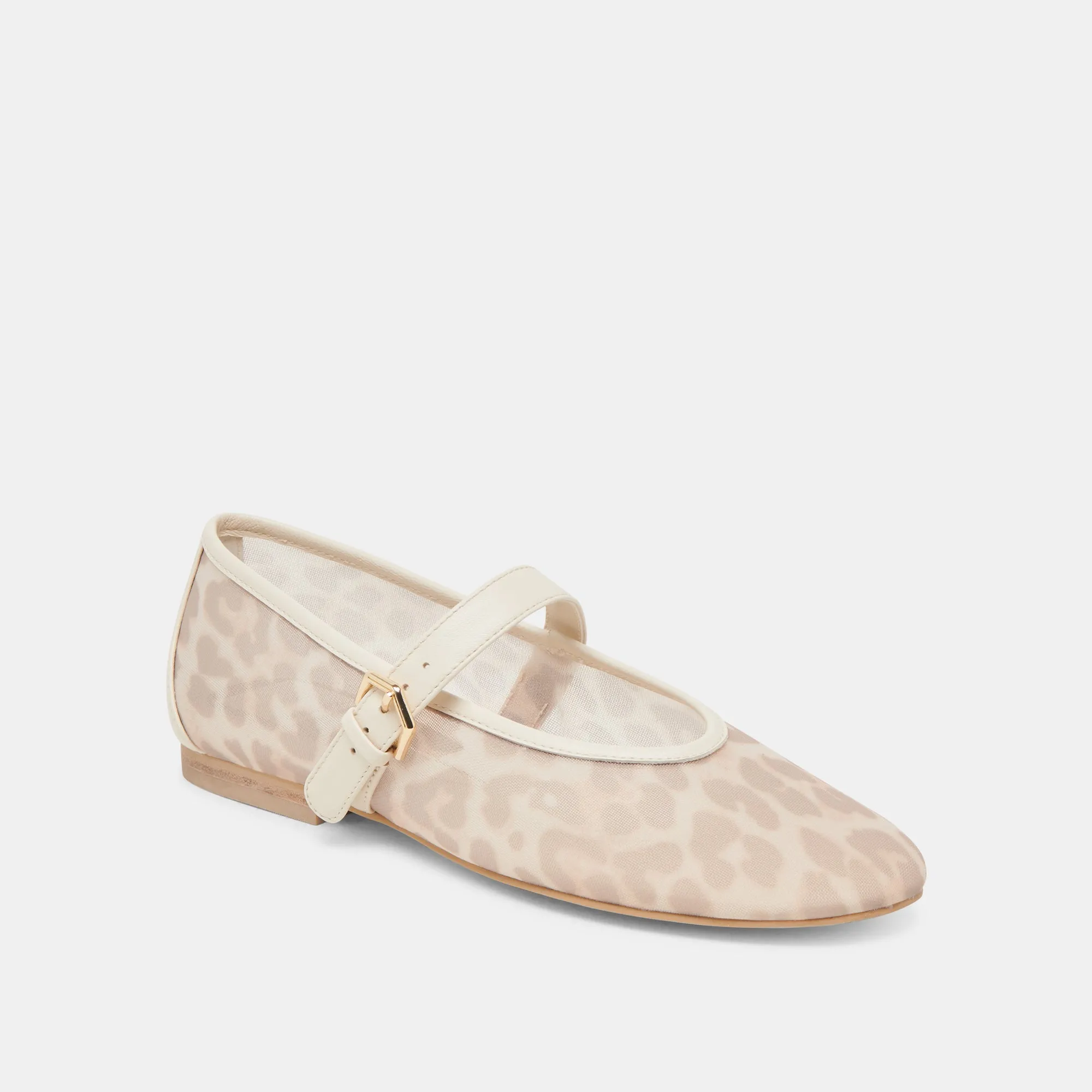 ROSLYN BALLET FLATS WHITE LEOPARD MESH