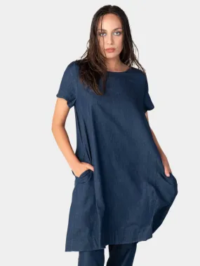 Round Neck Denim Day Dress