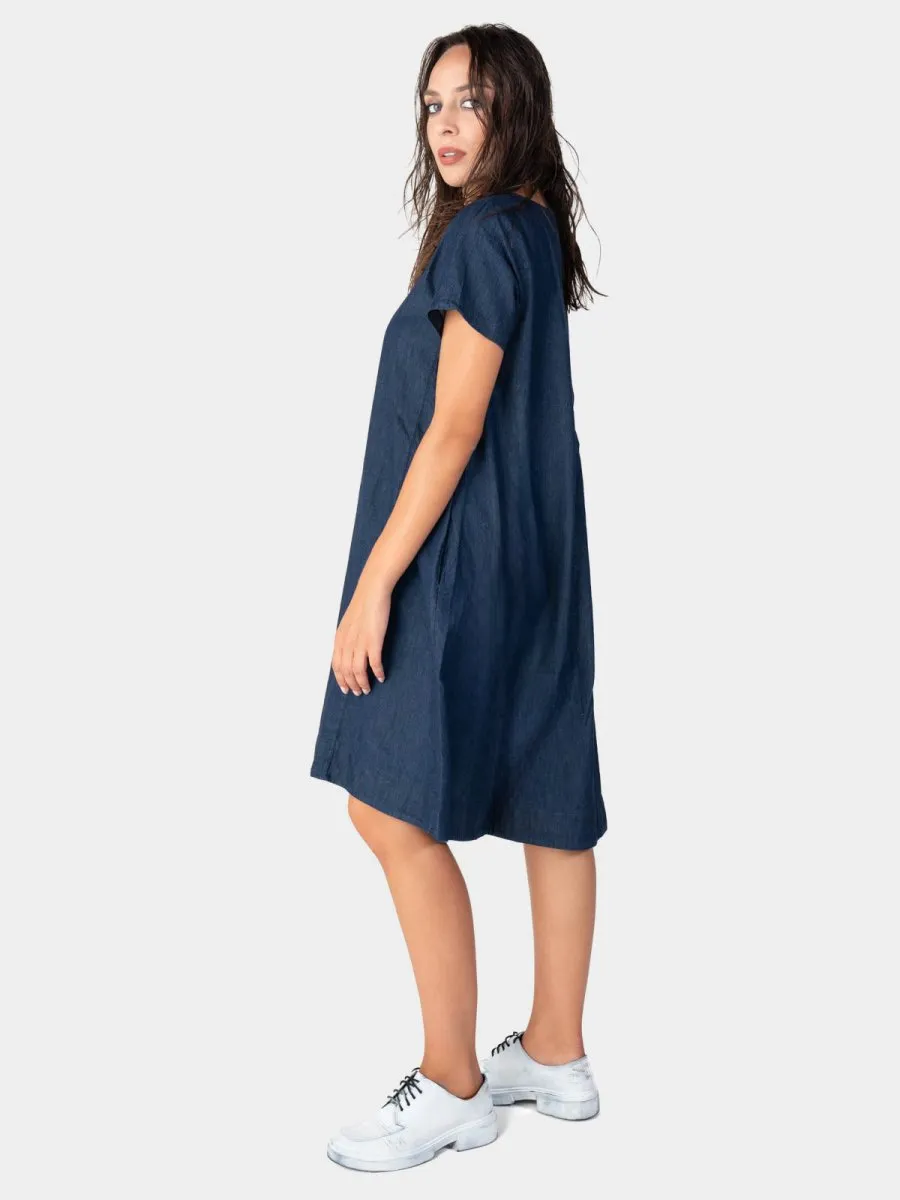 Round Neck Denim Day Dress