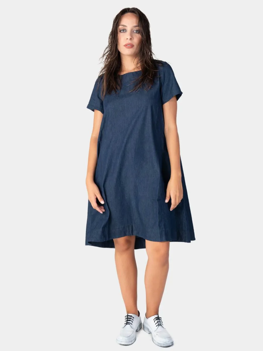 Round Neck Denim Day Dress