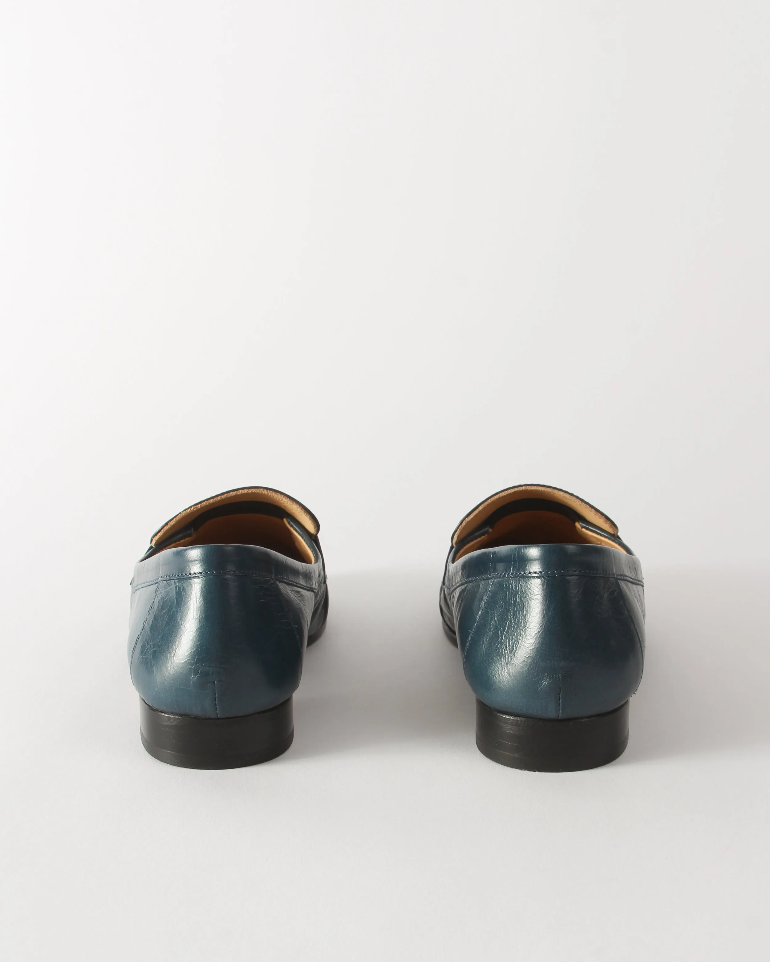 Ruched Loafer Leather Petroleo