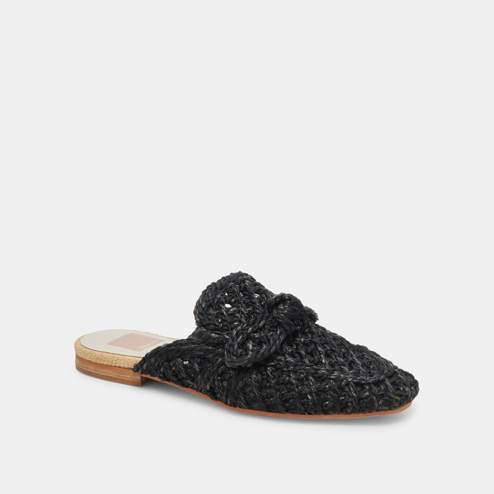 SABOR FLATS ONYX RAFFIA