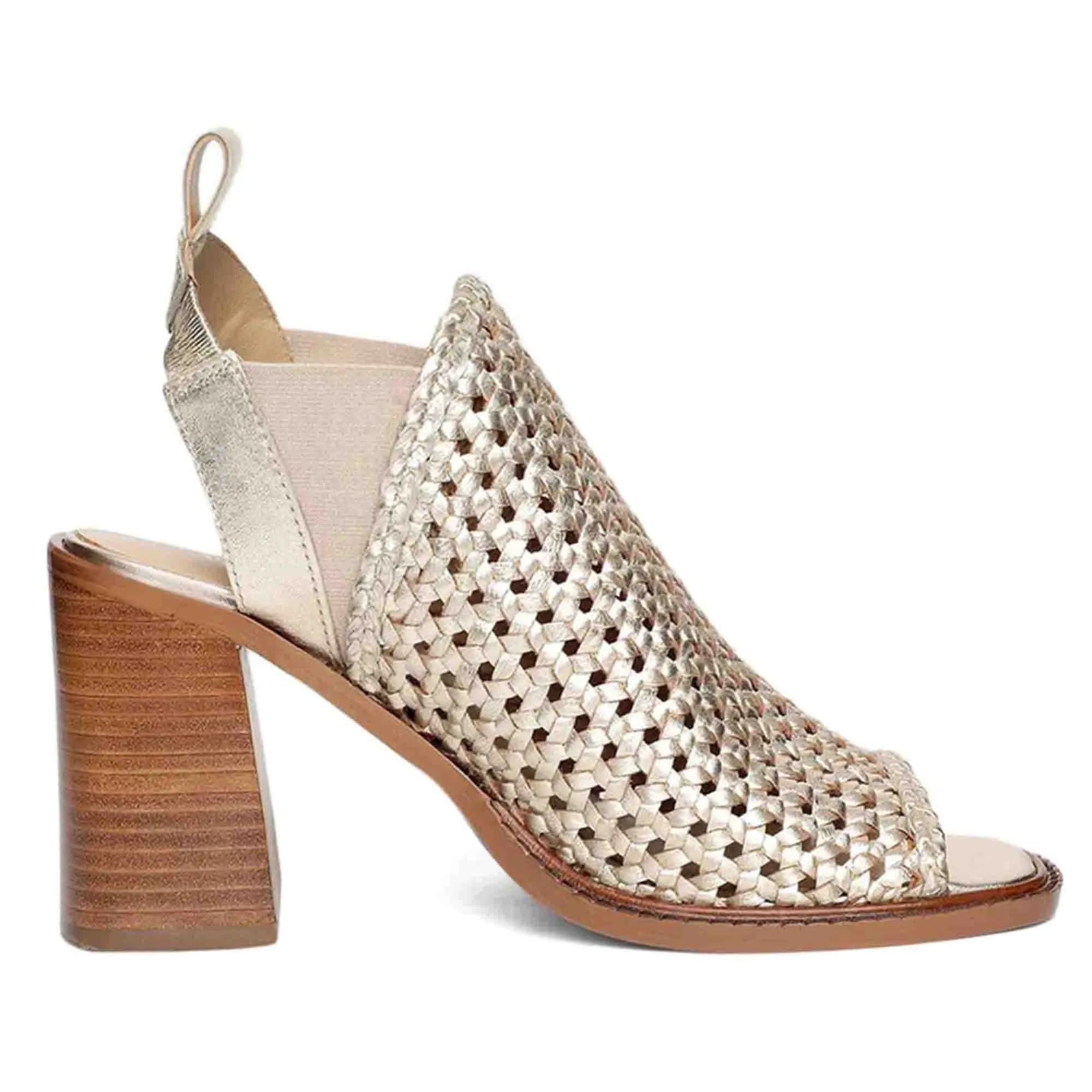 Saint Bella Gold Woven Leather Block Heels