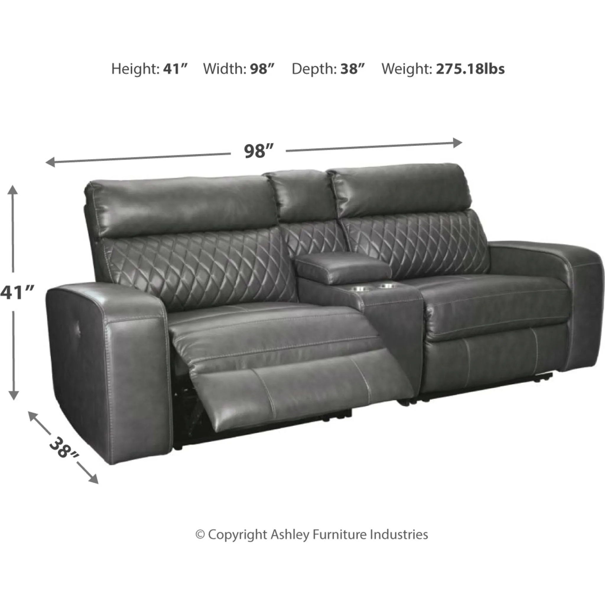 Samperstone 3 Piece Power Reclining Loveseat Console