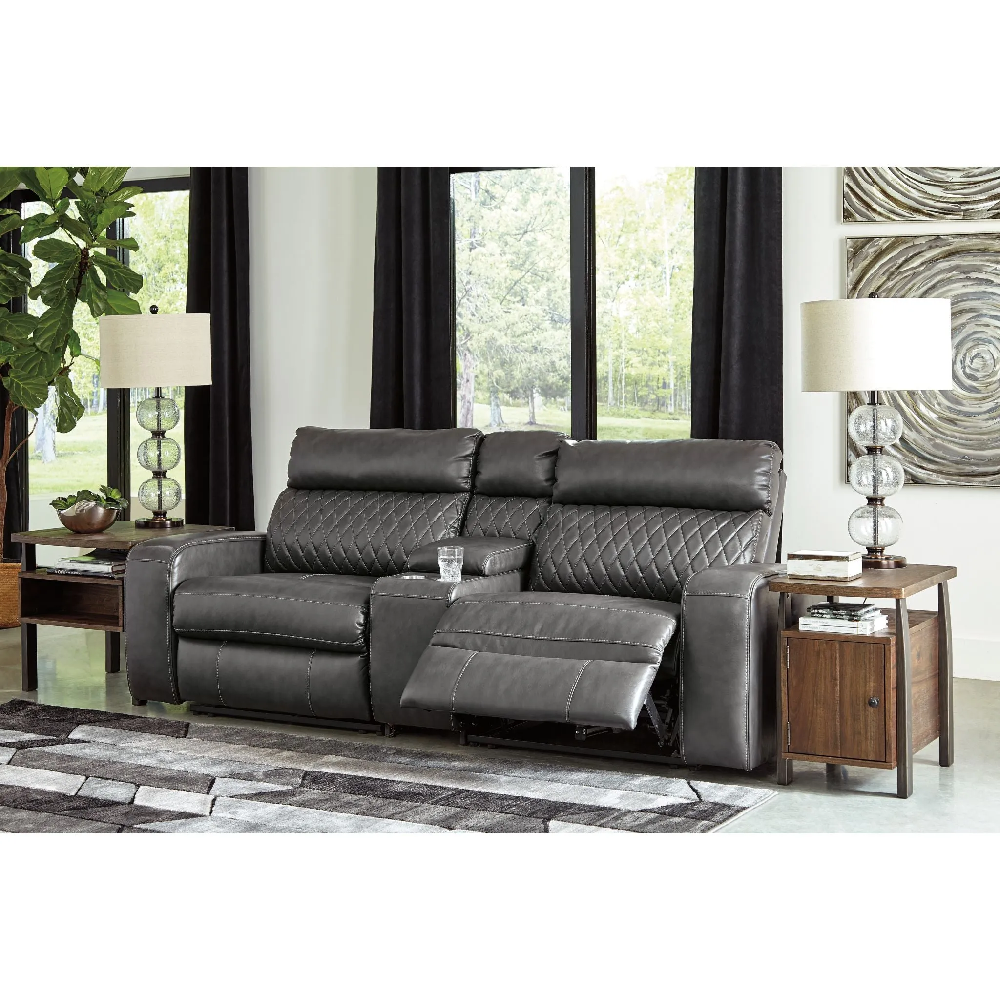 Samperstone 3 Piece Power Reclining Loveseat Console