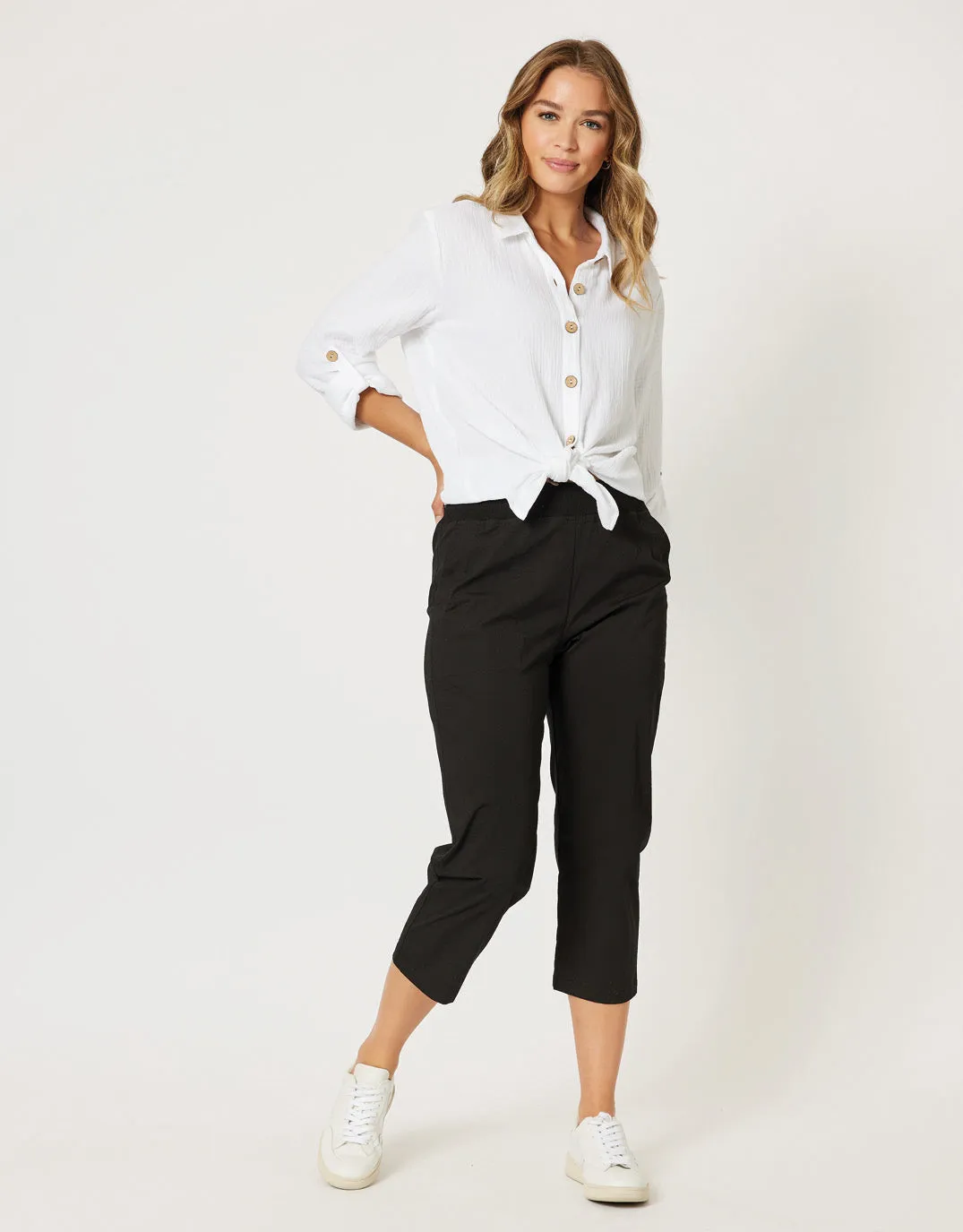 Santorini Cotton Pants - Black