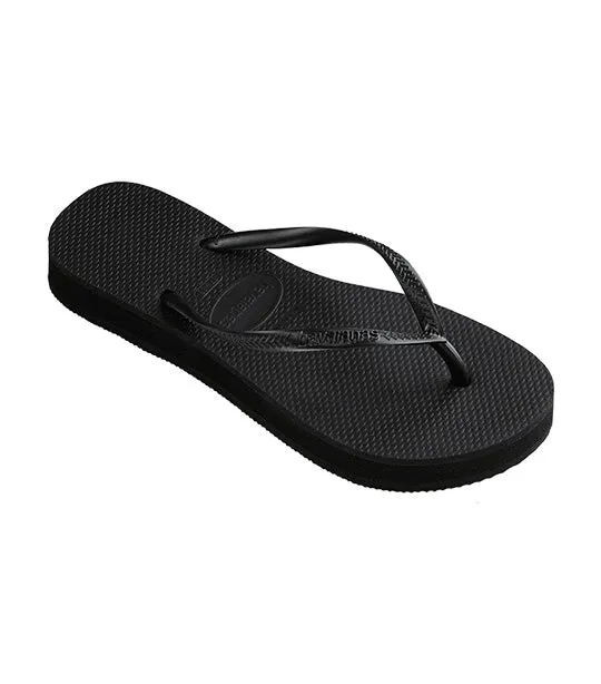 Slim Flatform Flip Flops Black