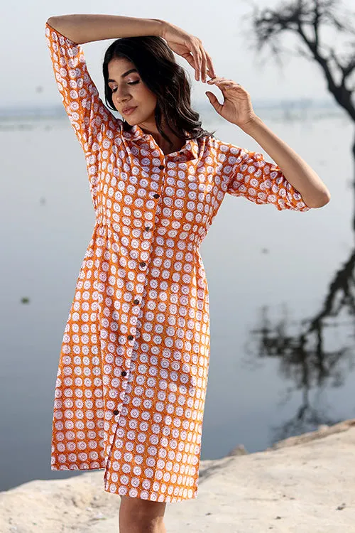 Sootisyahi 'Circle Tales' Block Printed Cotton Dress