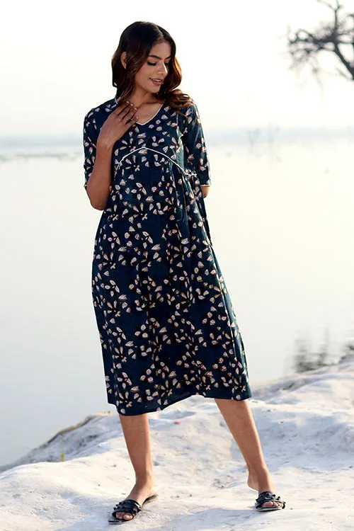 Sootisyahi 'Indigo Era' Block Printed Cotton Dress