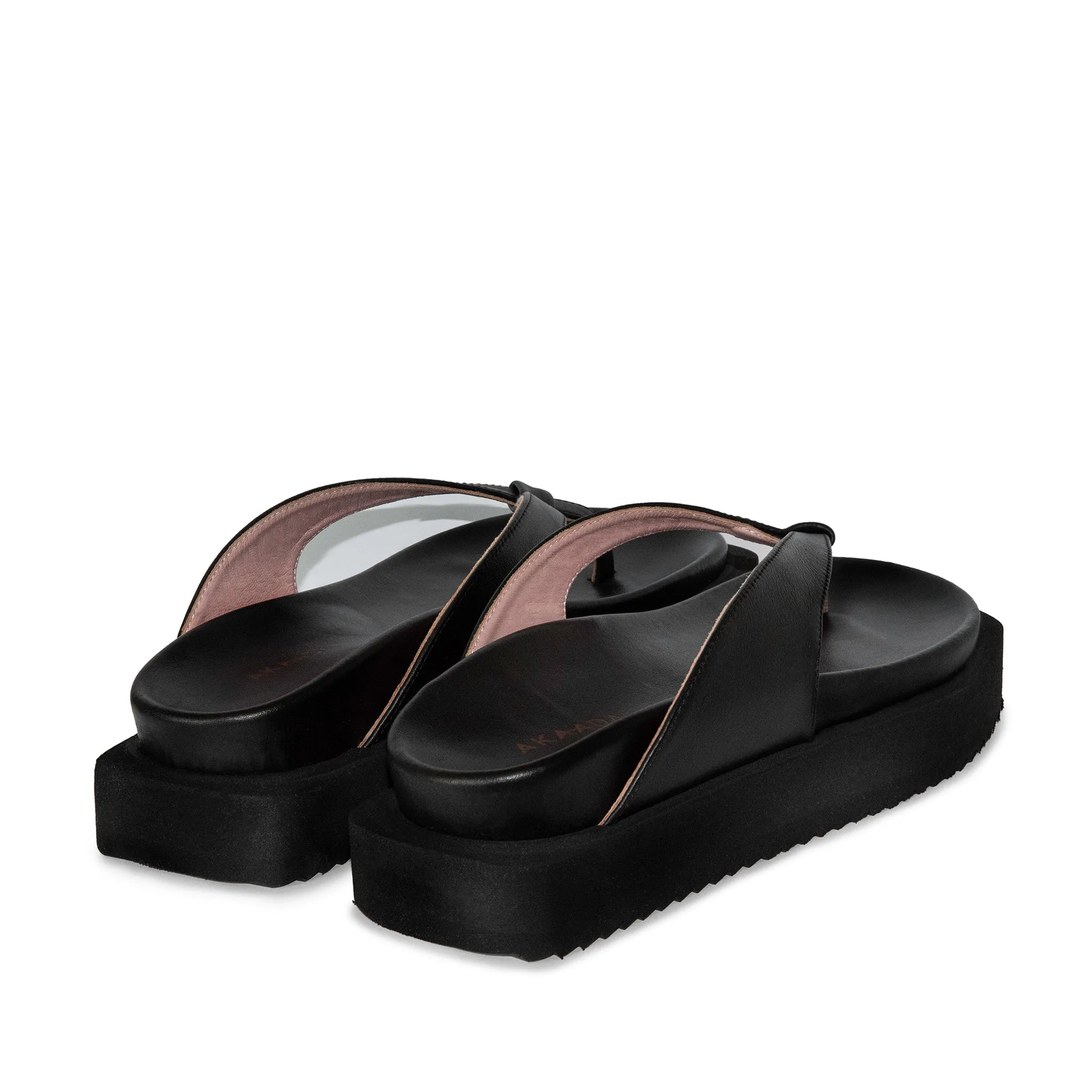 Sora Black Leather Sandals