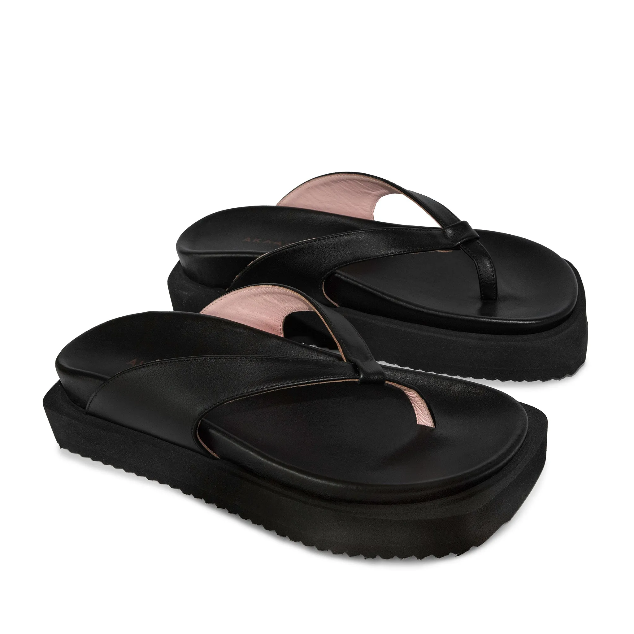 Sora Black Leather Sandals