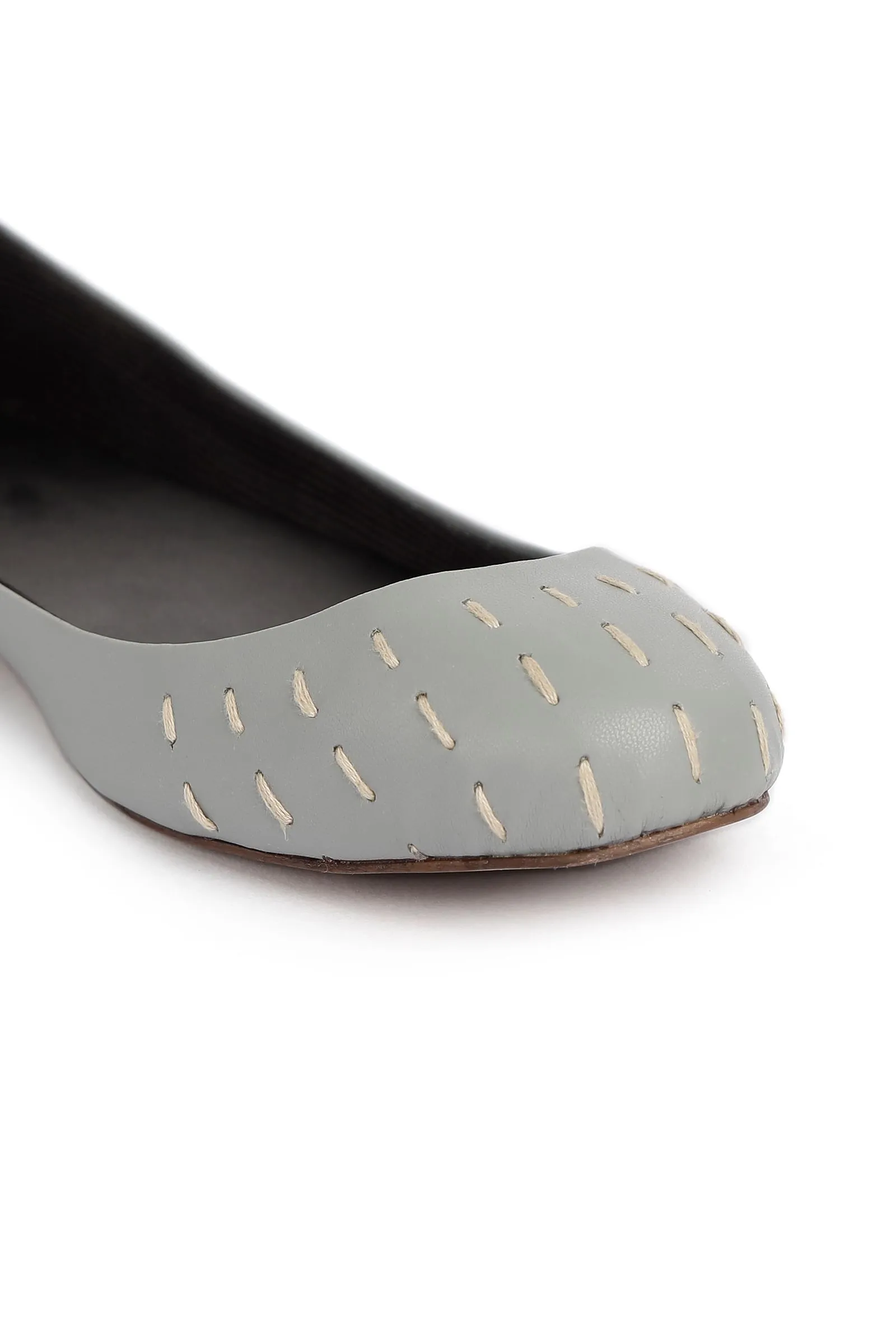 Steel Grey Cruelty Free Leather Flat Ballerinas